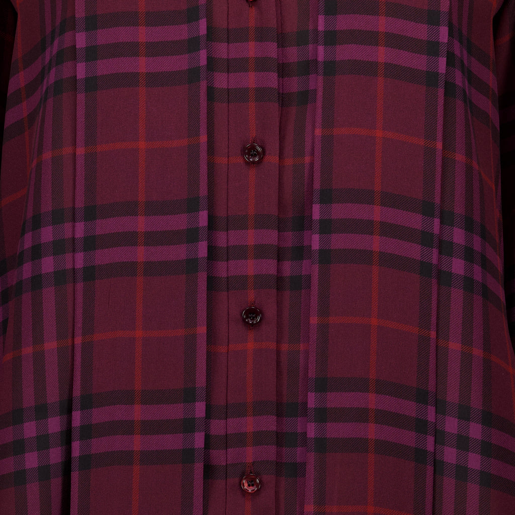 Tops Check Silk Blouse Burberry Violet Femme