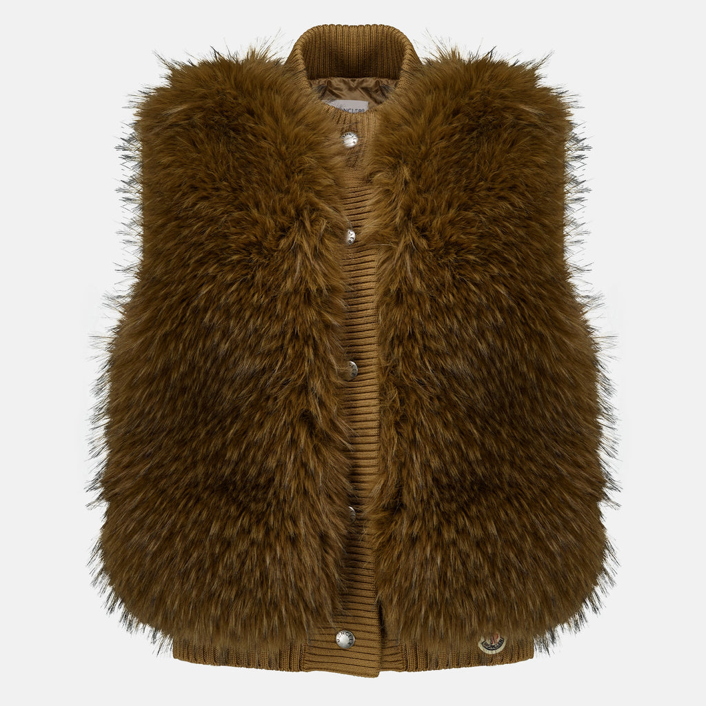 Vestes Giacca Puffer in Lana Senza Maniche Moncler Marron Femme