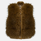 Vestes Giacca Puffer in Lana Senza Maniche Moncler Marron Femme