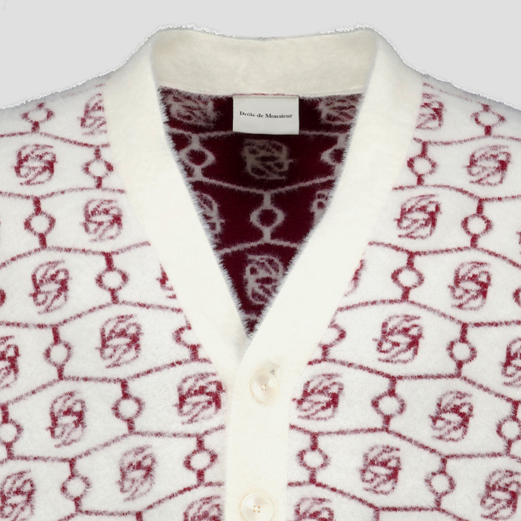 Maille Monogram Cardigan D Mirror White Drole De Monsieur Rouge Homme