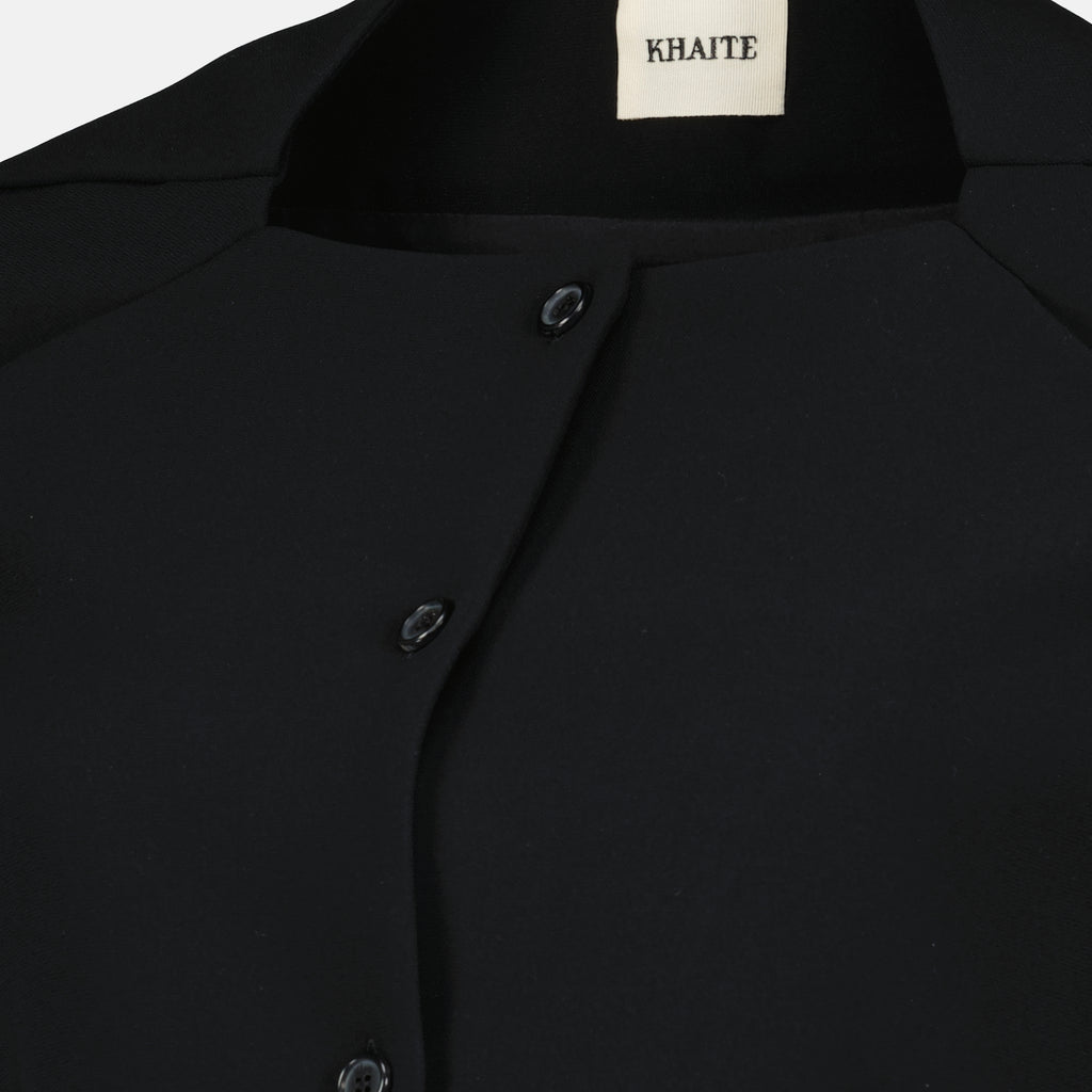 Image of the Khaite Franc Black Jacket for Women - Spring-Summer 2026 - Detailed View_1