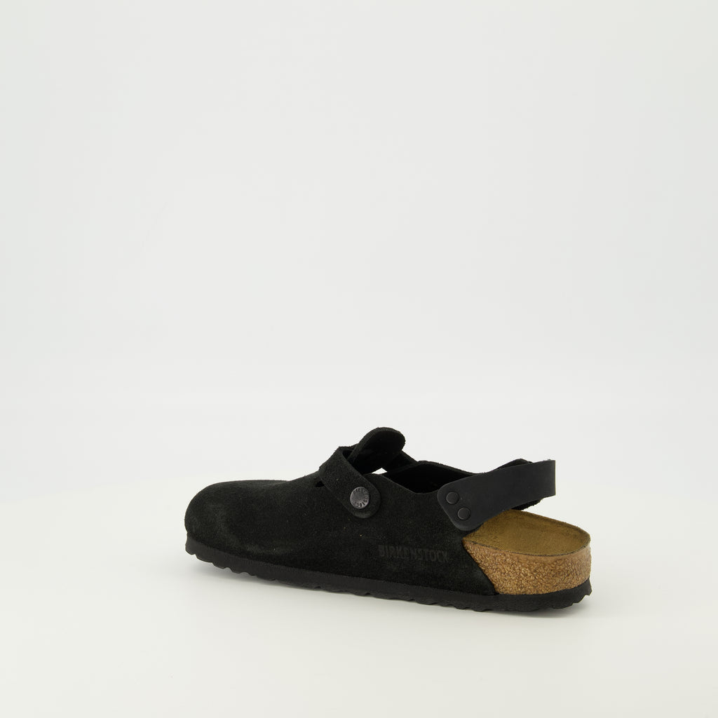 Chaussures ouvertes Mules Tokio en suède noir Birkenstock Noir Unisexe