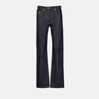 Pantalons Jean flare brut Prada Bleu foncé Femme