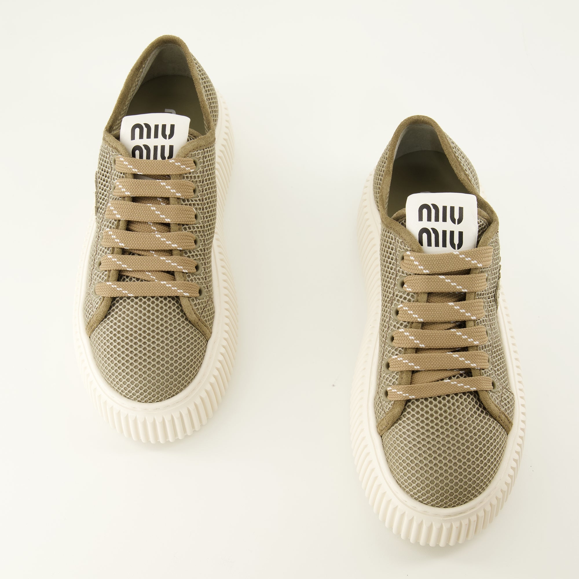 Baskets Baskets en mesh à plateforme marron Miu Miu Kaki Femme