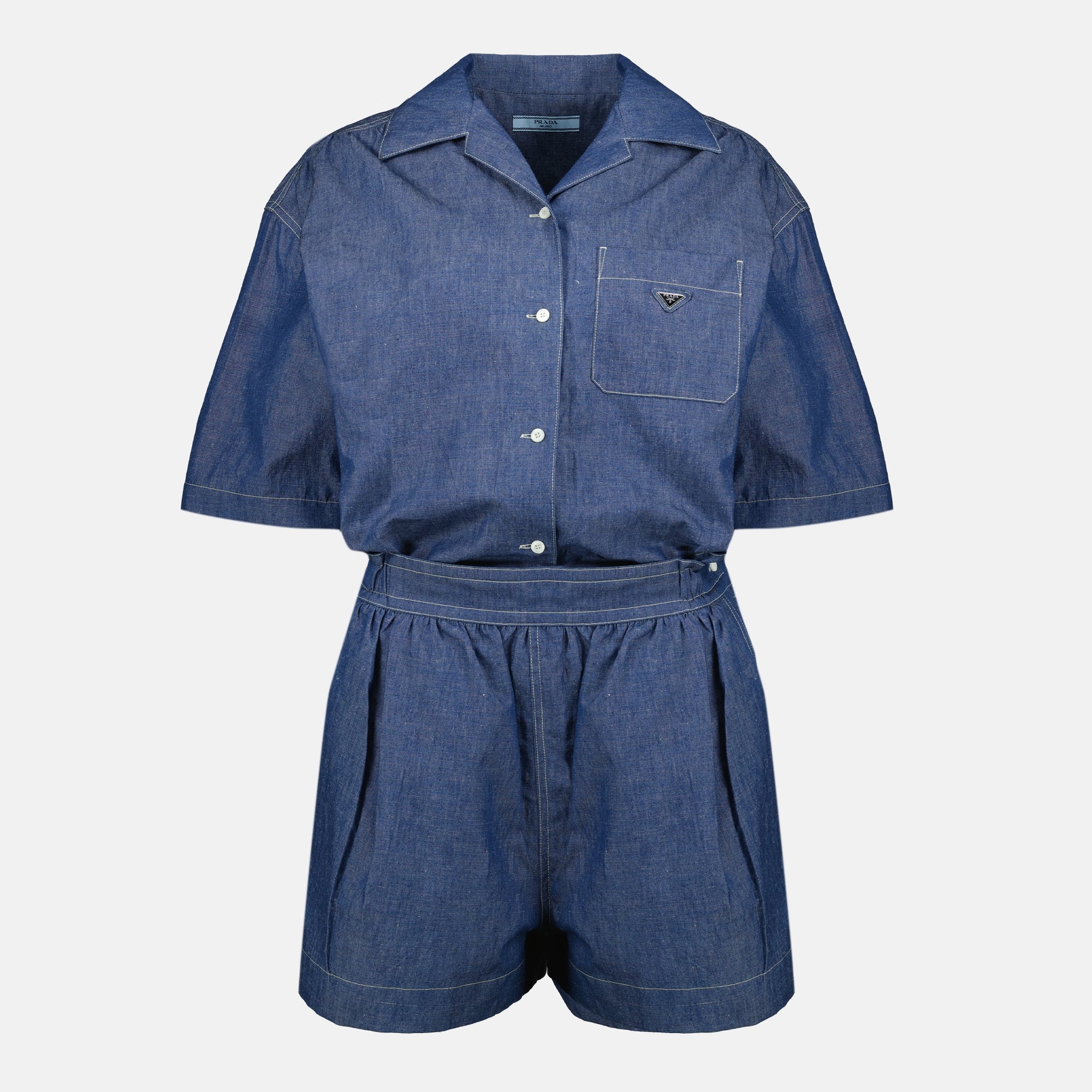 Image de l'article Combinaison en jean bleu de la marque Prada pour Femme - Saison Printemps-Été 2026 - Vue de Face