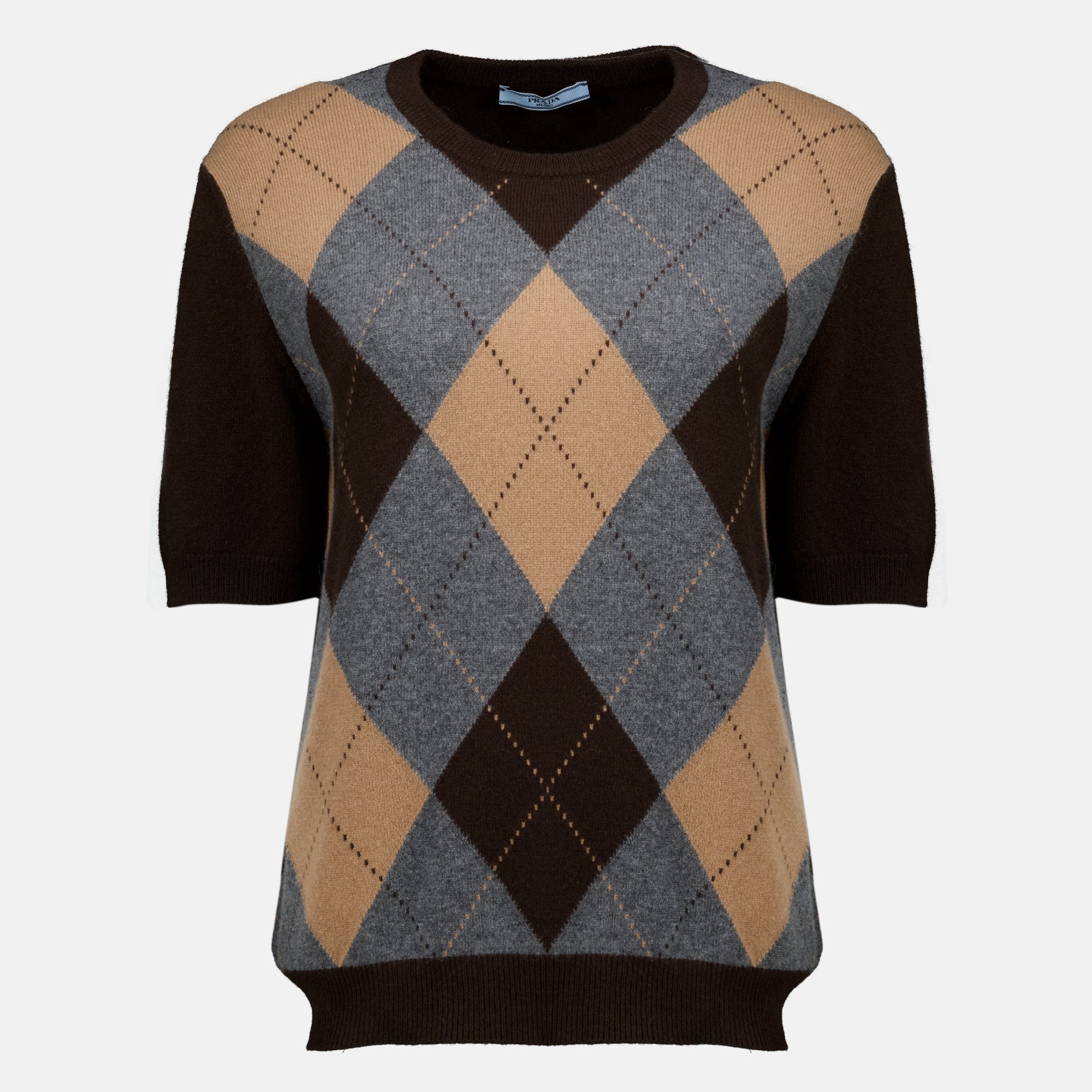 Maille Pull manches courtes en laine Prada Marron Femme
