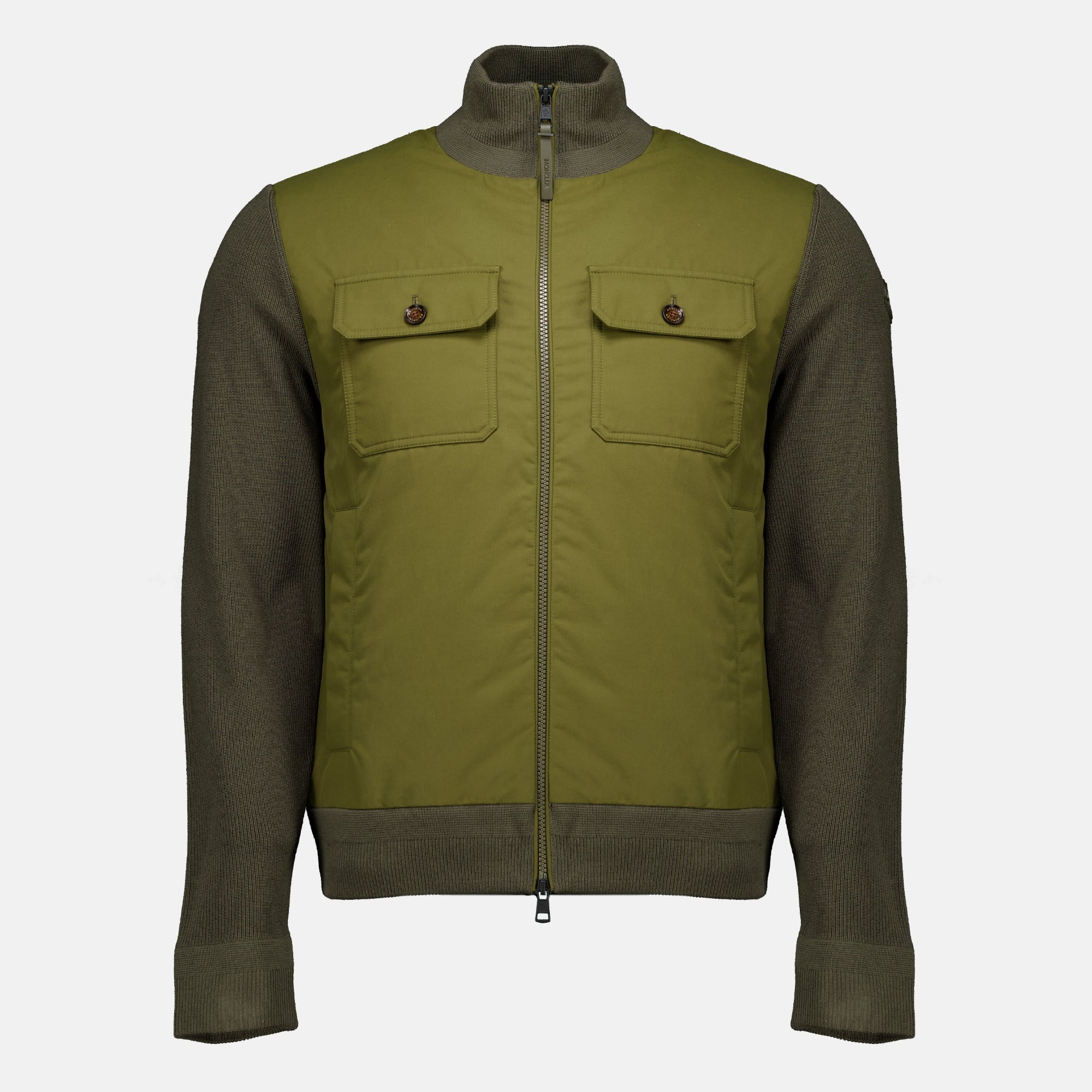 Vestes Cardigan en maille kaki Moncler Kaki Homme