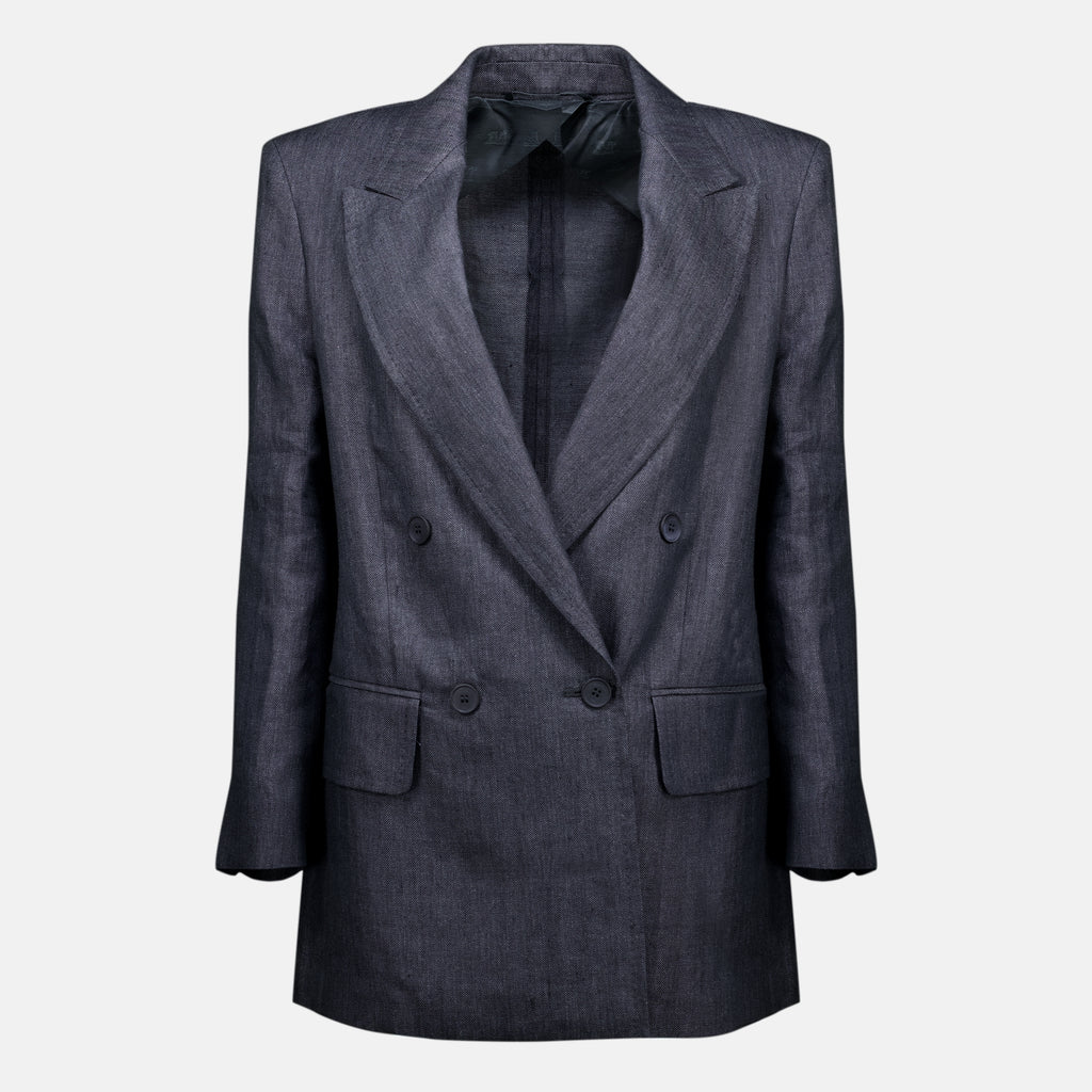 Vestes Blazer in Lino Chevron Grigio Max Mara Gris Femme