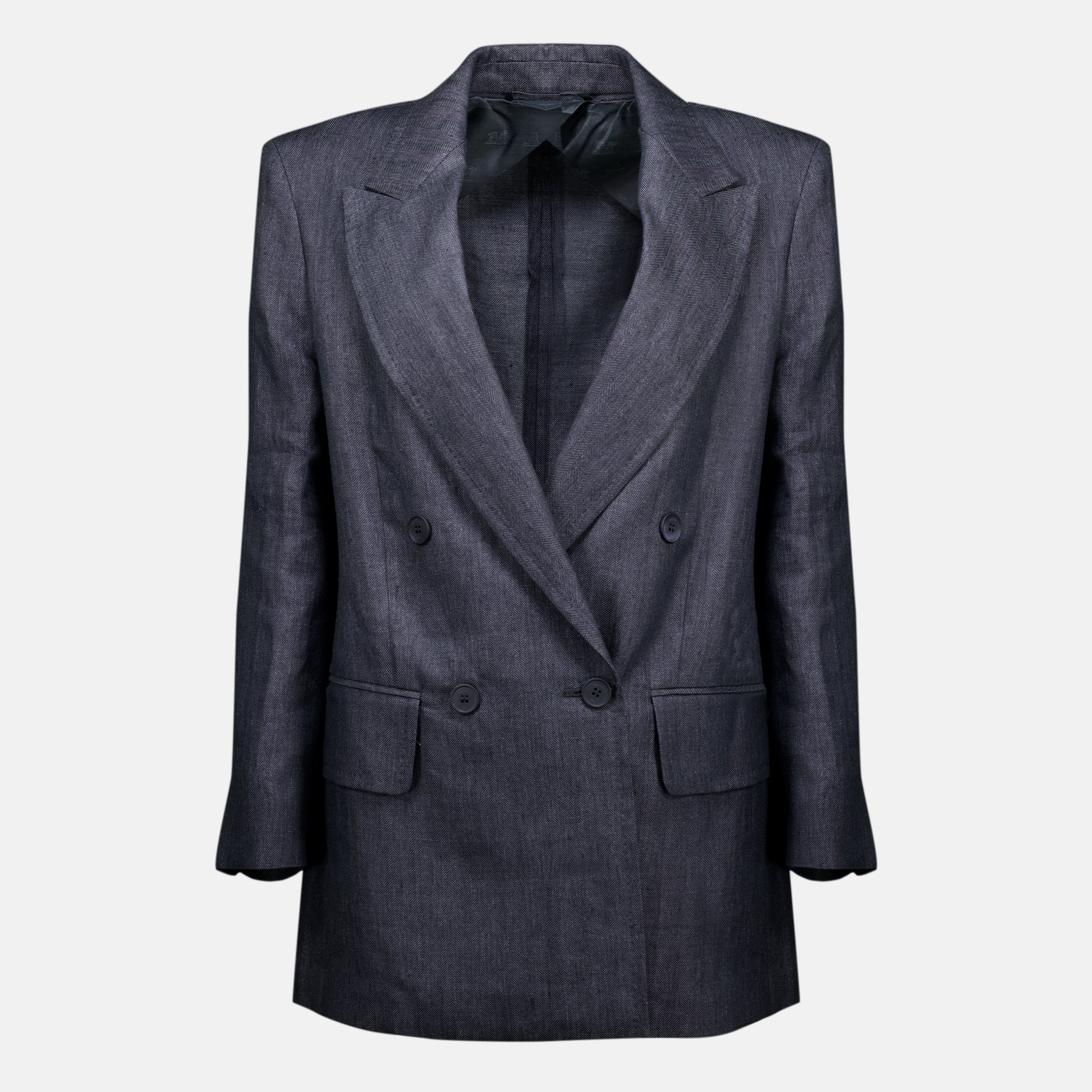Vestes Blazer en lin chevron gris Max Mara Gris Femme