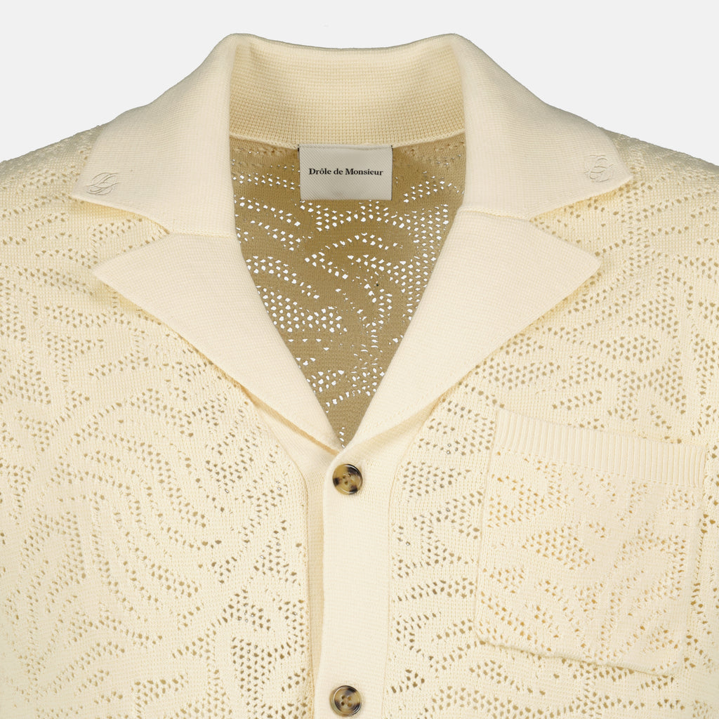 Drole De Monsieurのメンズベージュレースシャツの画像 - 2026年春夏シーズン - 詳細ビュー_1