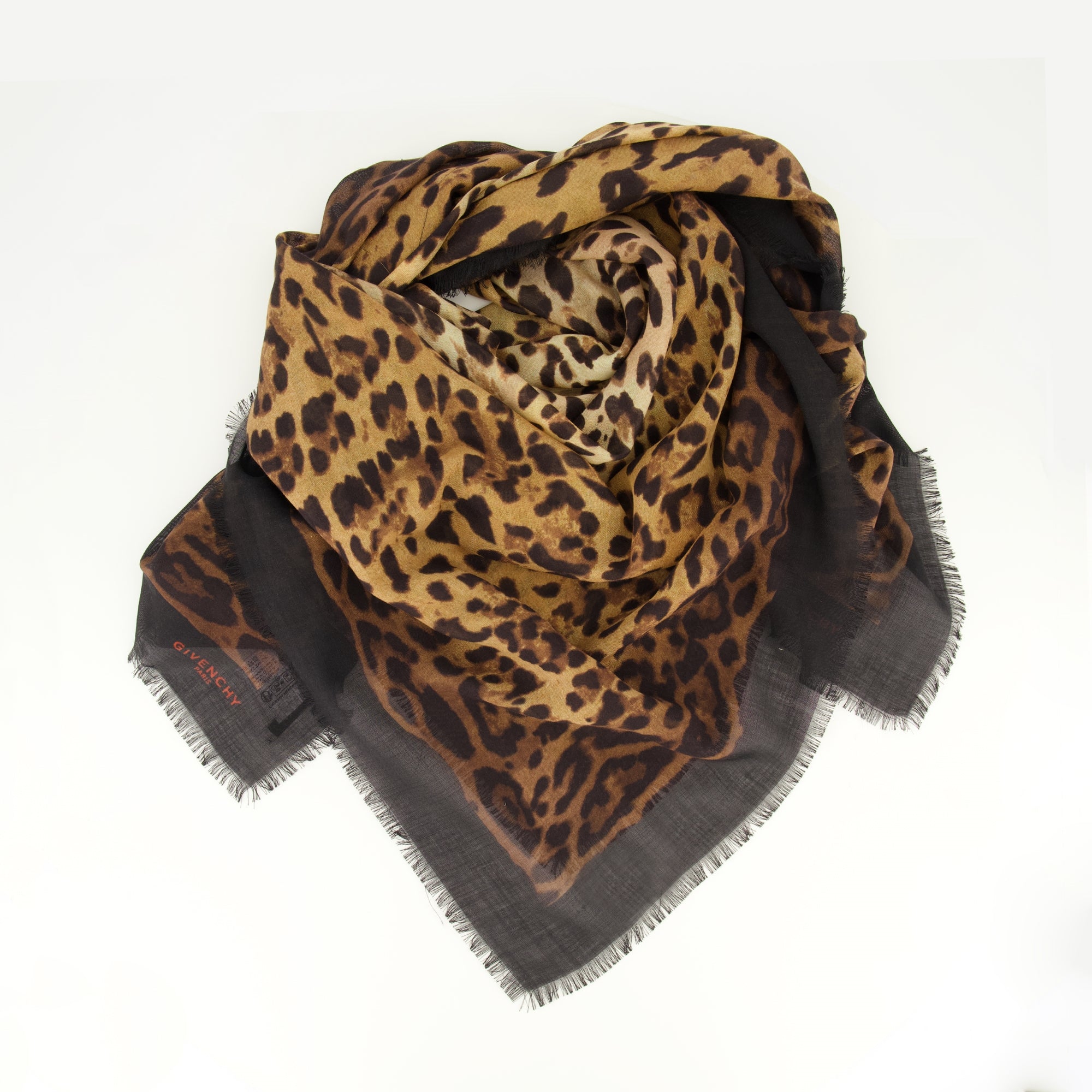 Écharpes, foulards et gants Écharpe en laine et soie imprimé léopard Givenchy Marron Femme