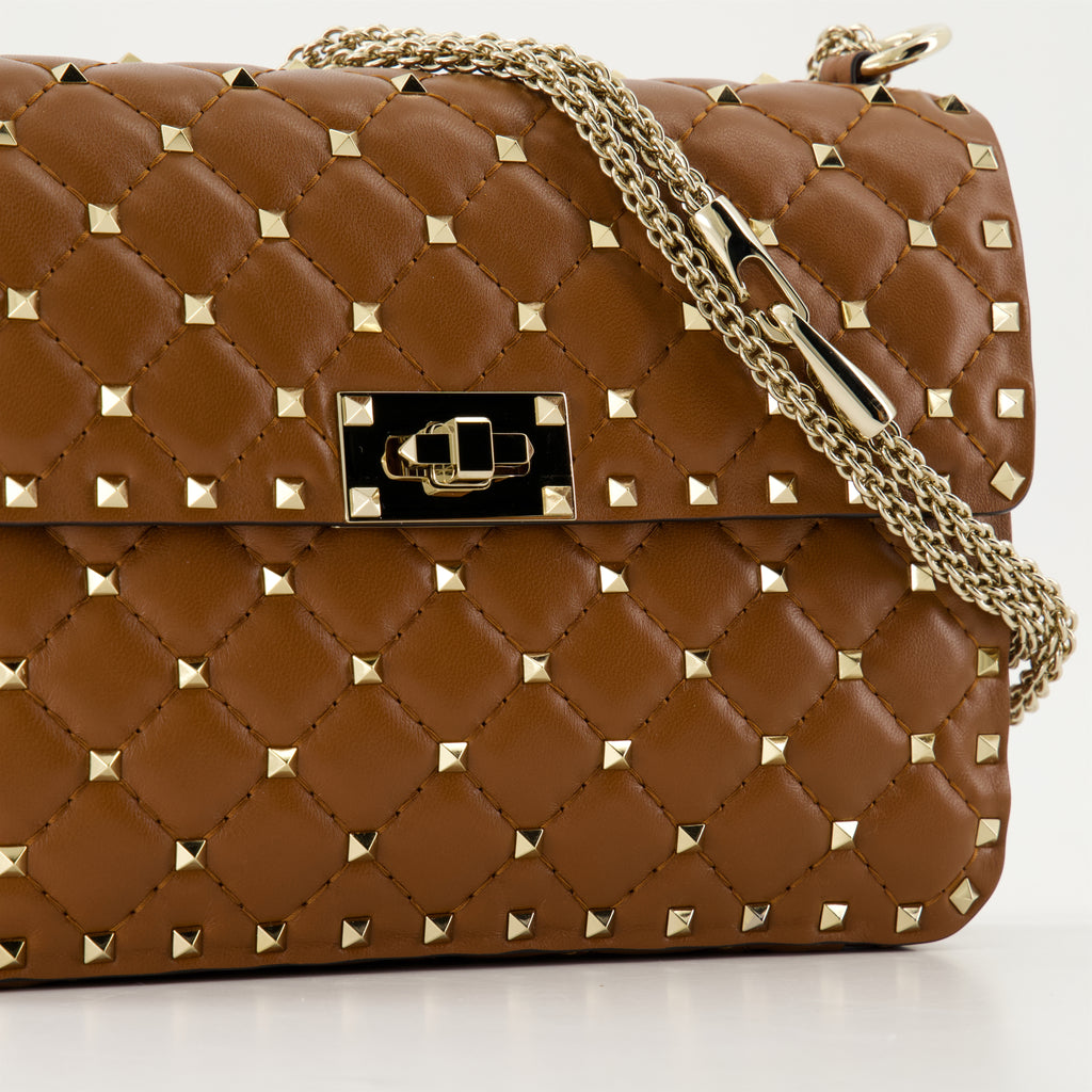 Sacs bandoulière Sac Rockstud Spike moyen Valentino Garavani Marron Femme