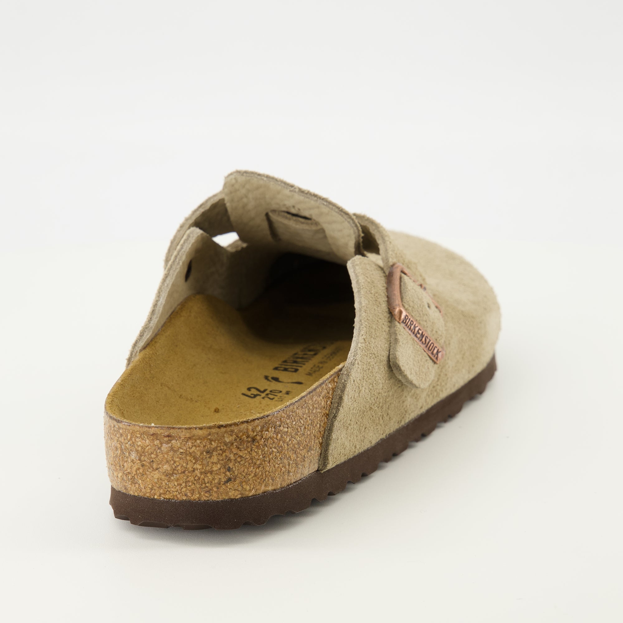 Image de l'article Mules Boston taupe de la marque Birkenstock pour Unisex - Saison Printemps-Été 2026 - Vue arrière
