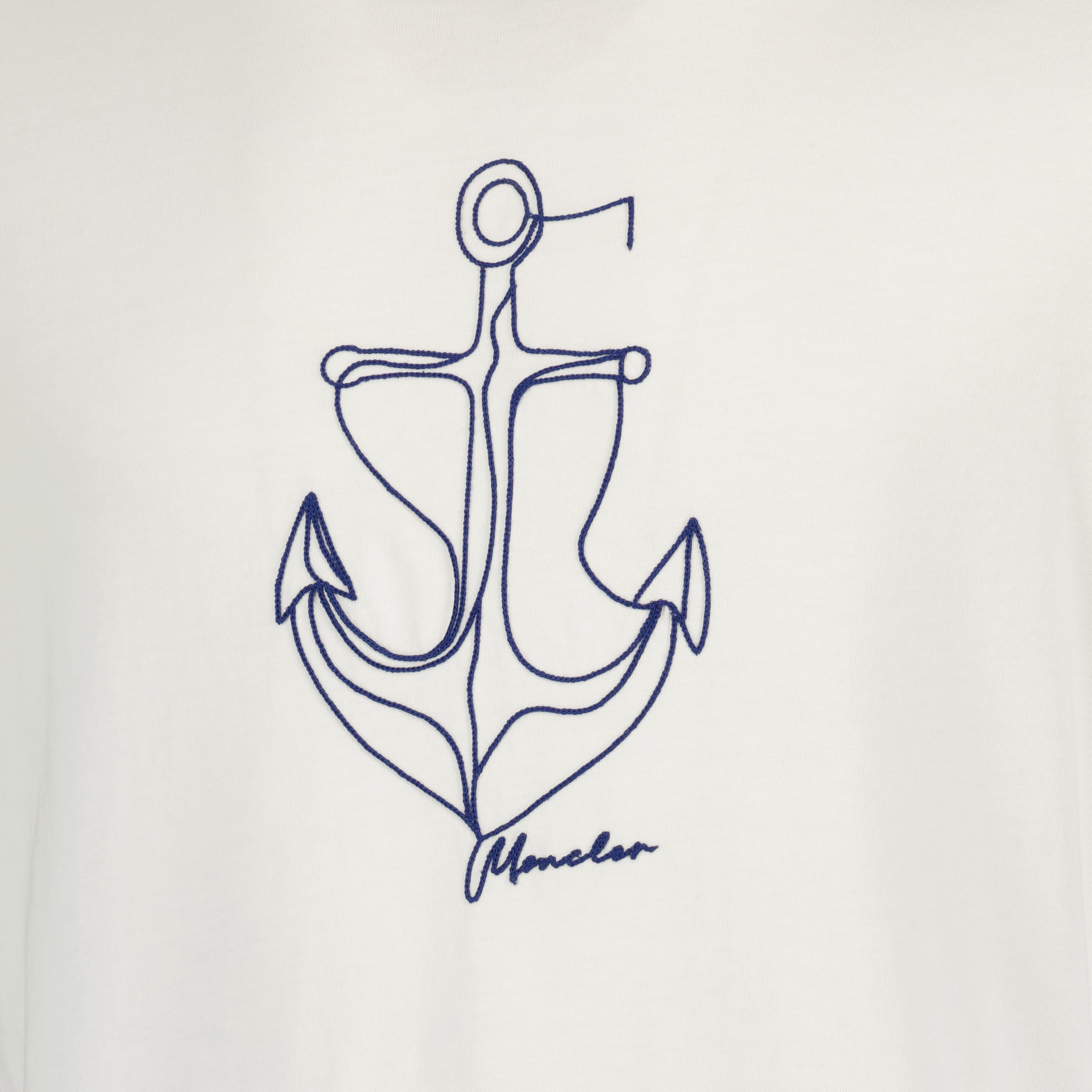 T-shirts T-shirt de Algodão Branco Bordado Moncler Blanc Homme