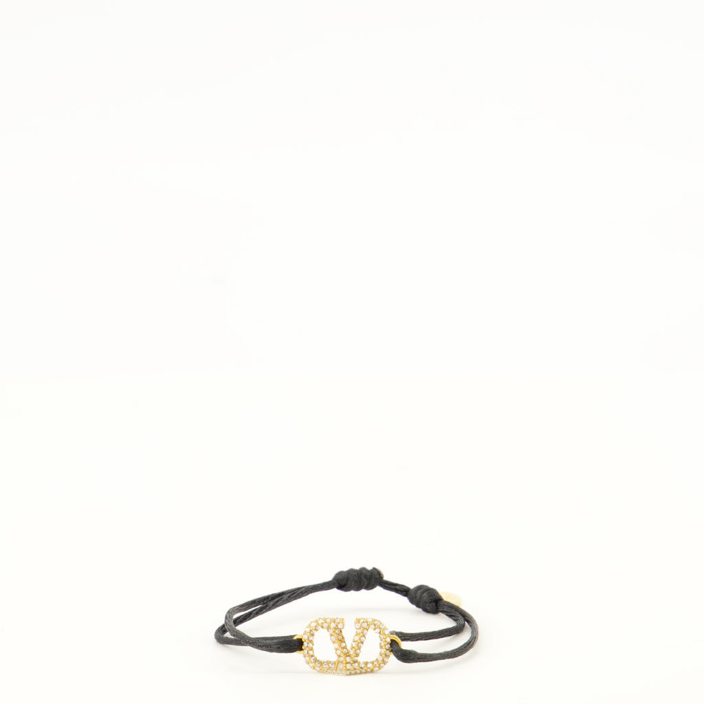 Bijoux VLogo-Armband aus Baumwolle und Swarovski®-Kristallen Valentino Garavani Noir Femme