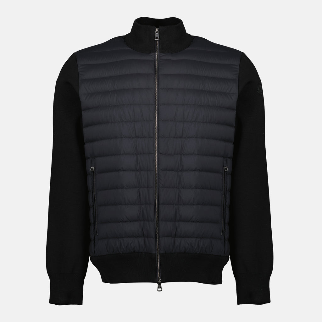 Image of the Moncler black two-material jacket for men - Spring-Summer 2026 - Front View