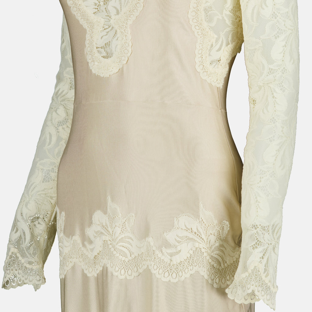 Robes Vestido Largo de Encaje Beige Rabanne Beige Femme