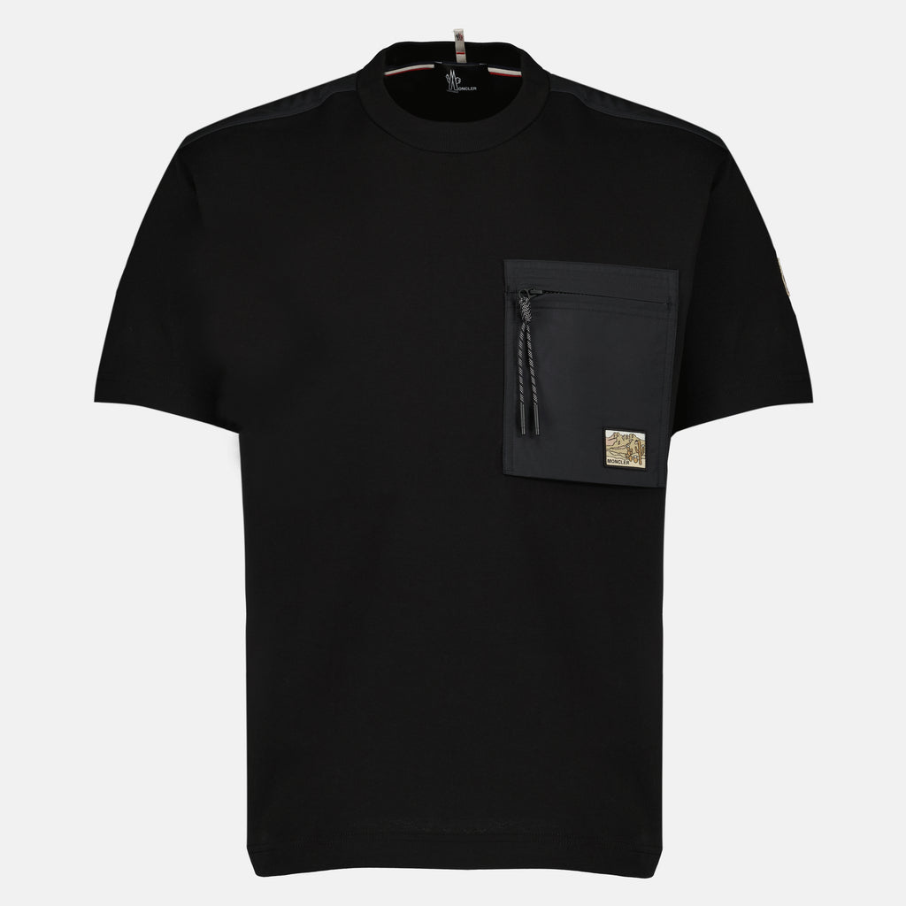 T-shirts T-shirt de Algodão com Bolso Preto Moncler Grenoble Noir Homme