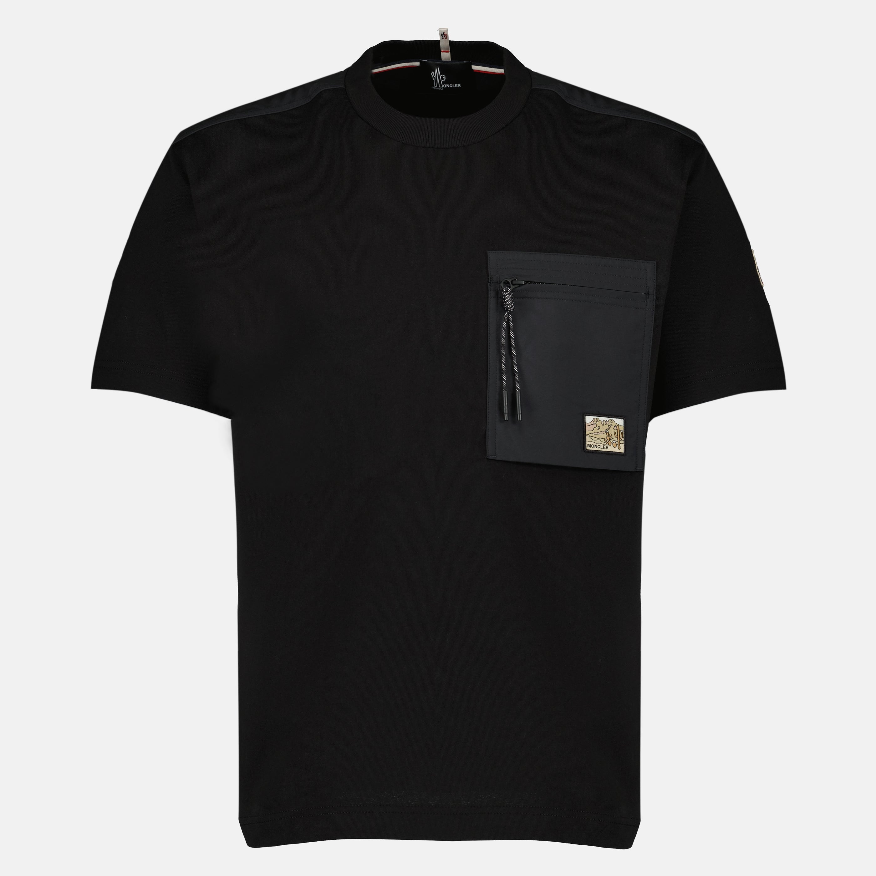 T-shirts T-shirt de Algodão com Bolso Preto Moncler Grenoble Noir Homme