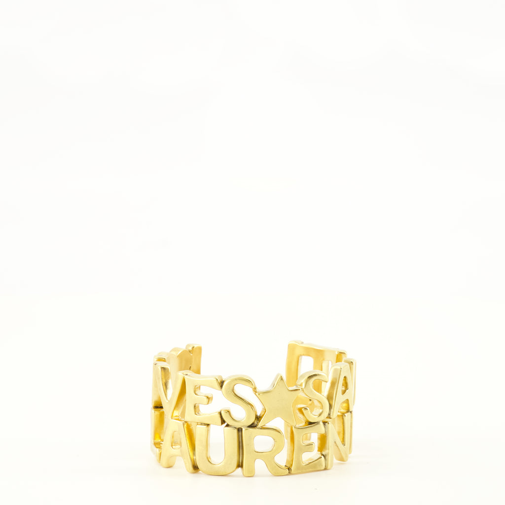 Bijoux Gold Metal Cuff Saint Laurent Doré Unisexe
