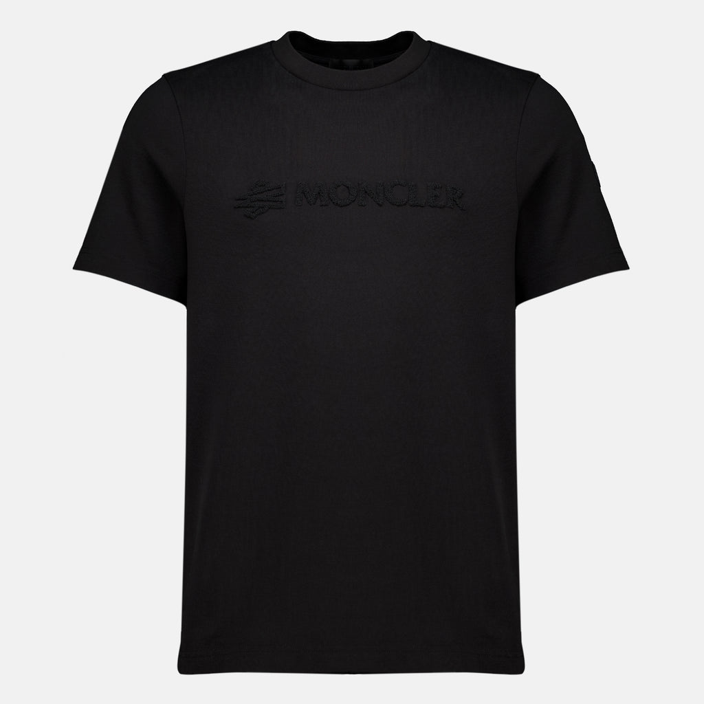 T-shirts T-Shirt in Cotone con Logo Nero Moncler Noir Homme
