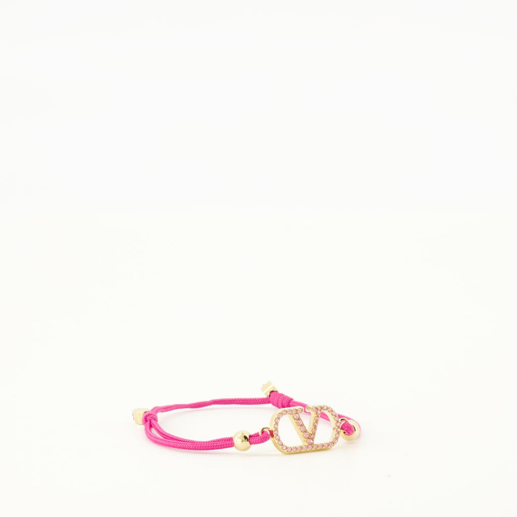 Bijoux Pulseira VLogo em Algodão e Cristais Swarovski® Rosa Valentino Garavani Rose Femme