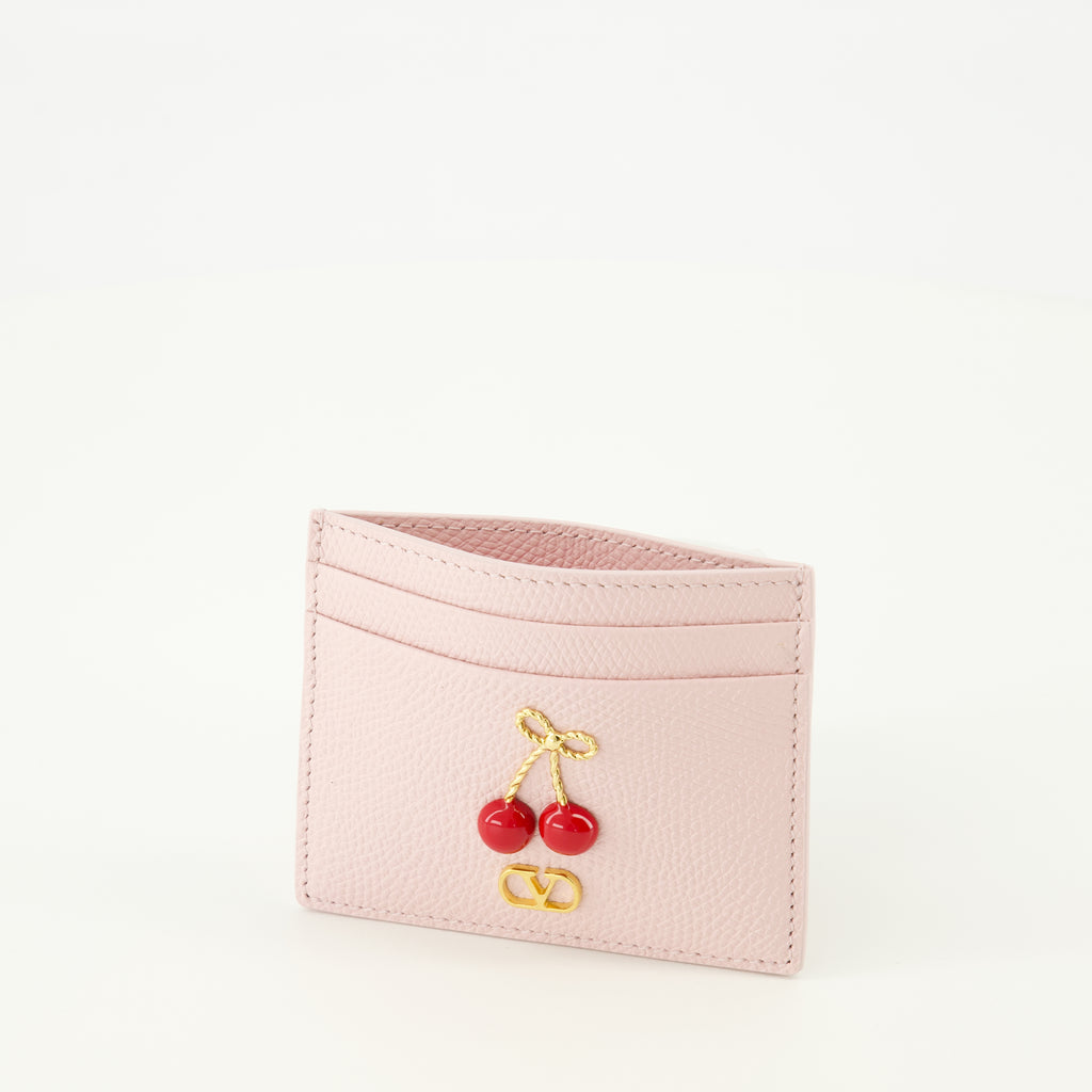 Image of the Cherryfic pink cardholder by Valentino Garavani for Women - Spring-Summer 2026 - Detailed View_2