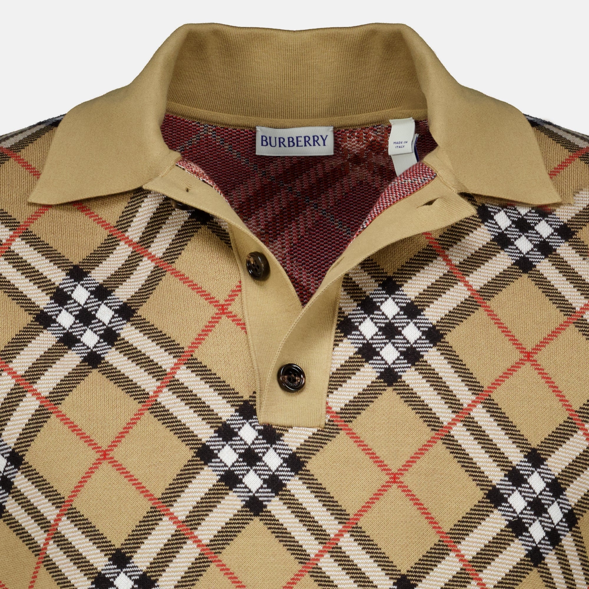 Polos Karo-Baumwollpolo Burberry Beige Homme