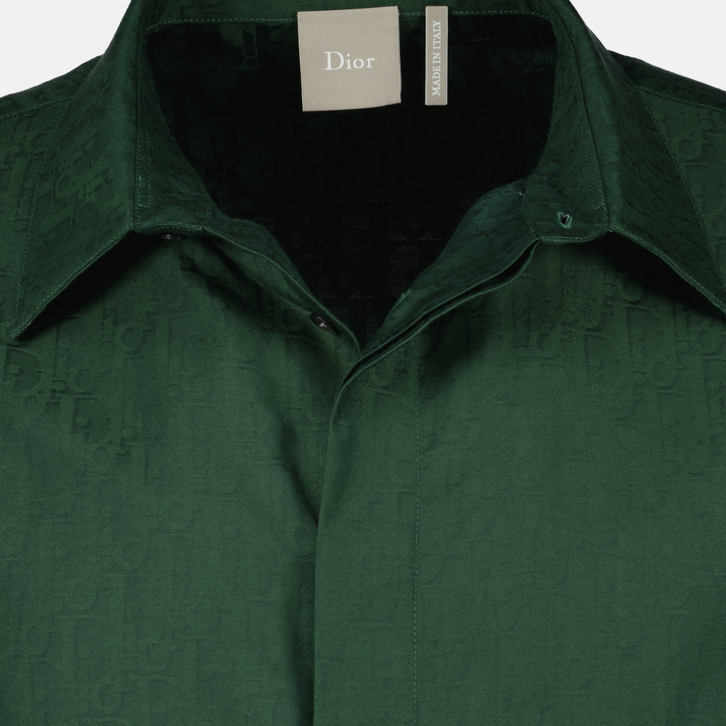 Immagine della camicia Dior Oblique verde in seta del marchio Dior per Uomo - Collezione Primavera-Estate 2026 - Vista Dettagliata_2