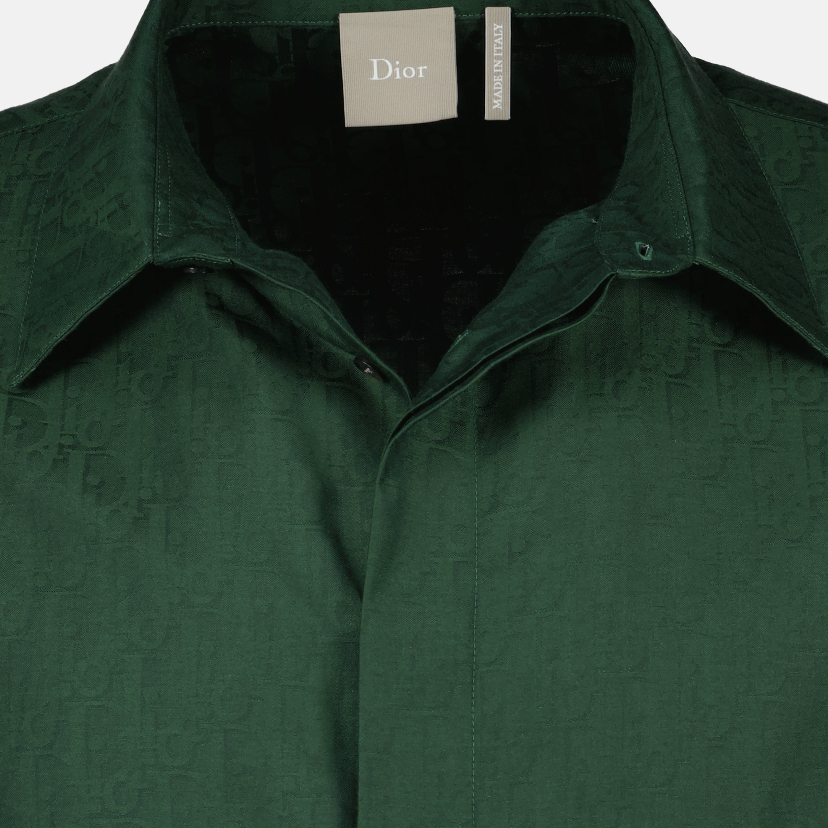 Immagine della camicia Dior Oblique verde in seta del marchio Dior per Uomo - Collezione Primavera-Estate 2026 - Vista Dettagliata_2