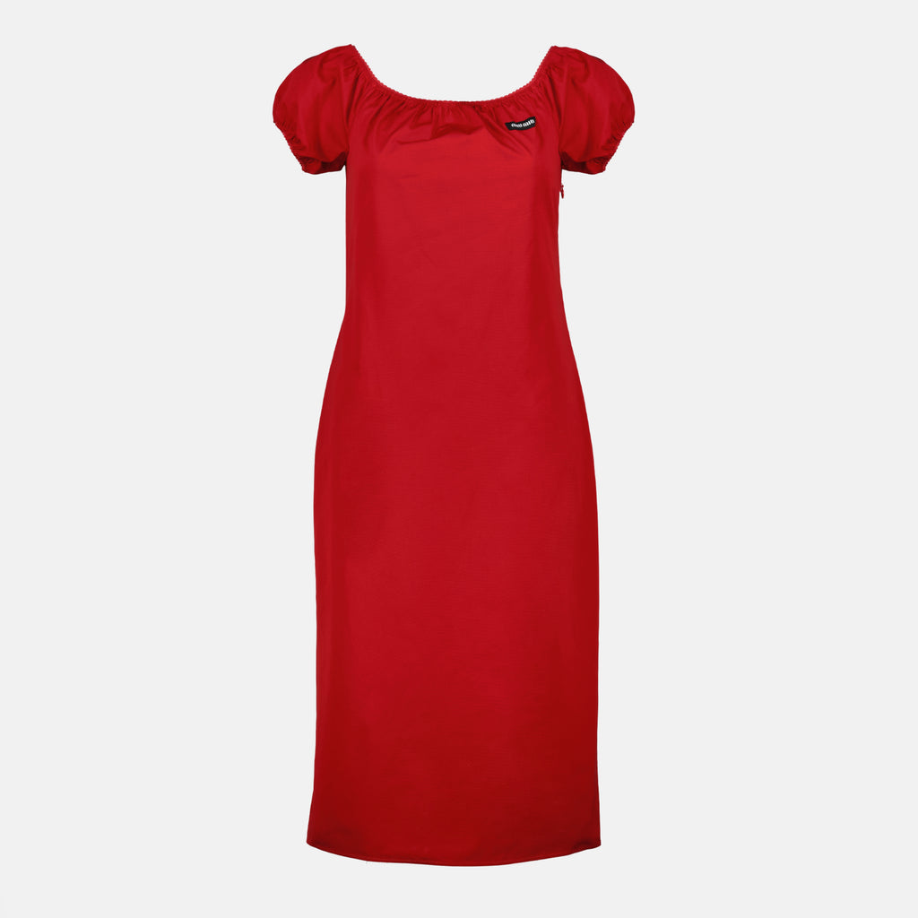 Image de l'article Robe en gabardine de coton rouge de la marque Miu Miu pour Femme - Saison Printemps-Été 2026 - Vue de Face