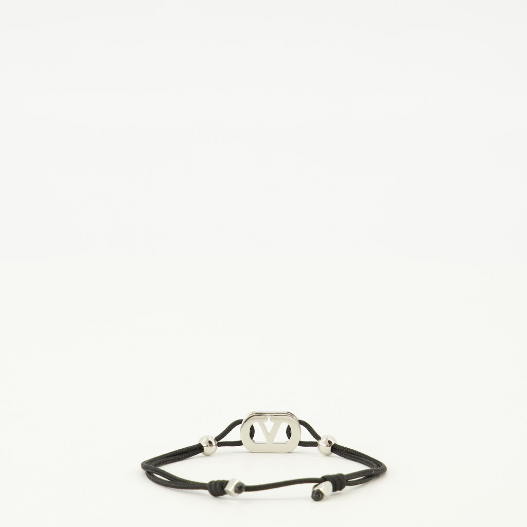Bijoux Bracelet Ovalette à cordon noir Valentino Garavani Noir Homme