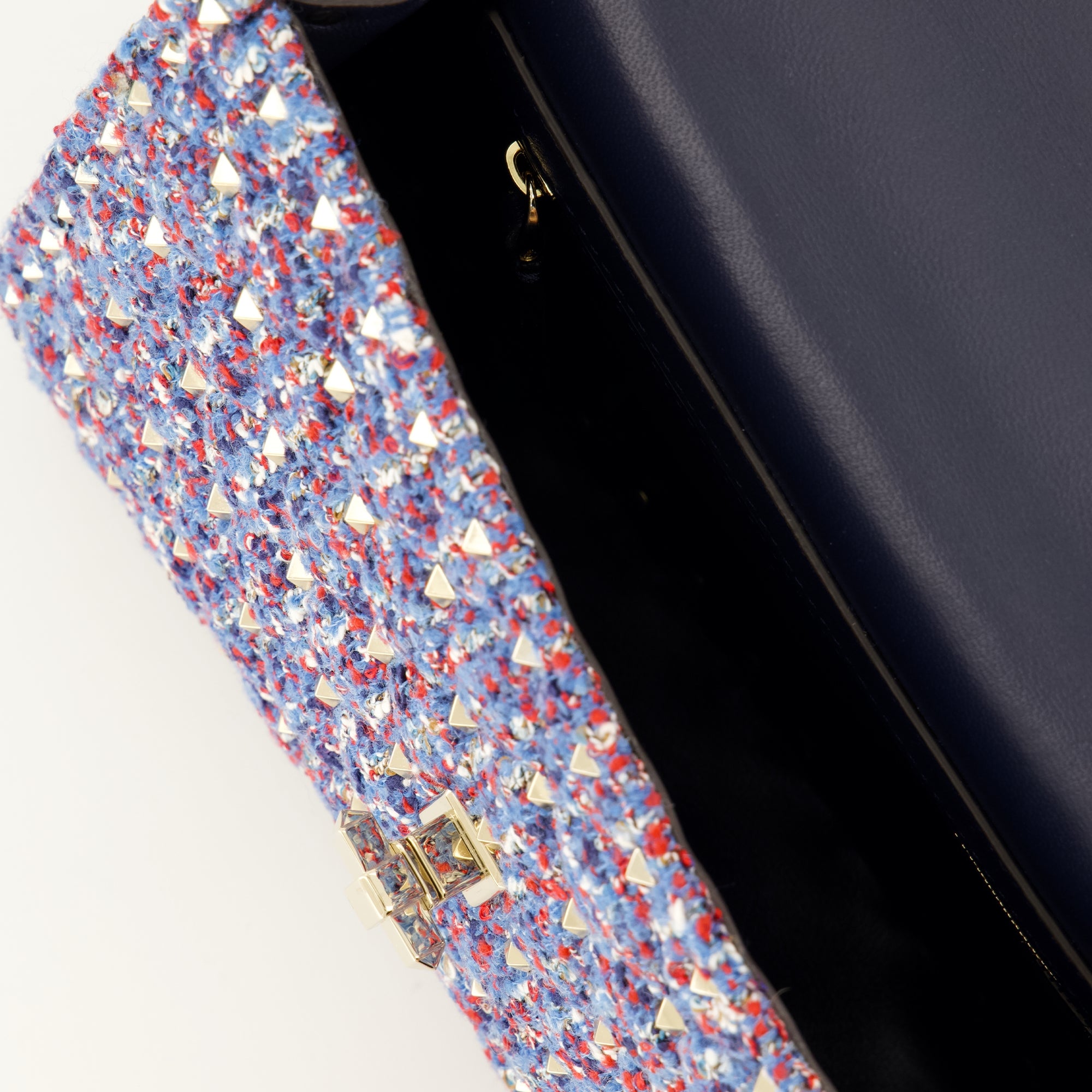 Sacs à main et épaule ミディアム ロックスタッド スパイク バッグ イン ツイード Valentino Garavani Bleu foncé Femme