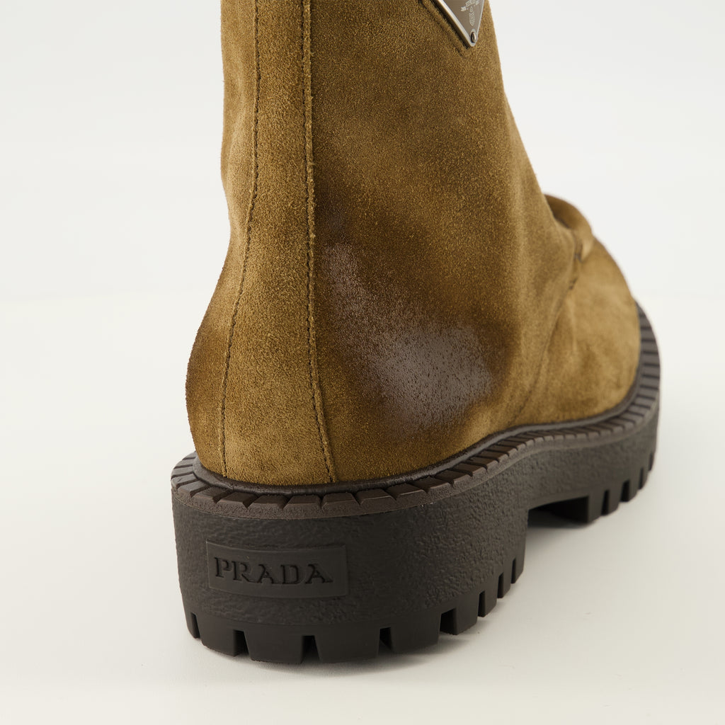 Bottes et bottines Botas de Cano Baixo em Camurça Castanha Prada Marron Homme
