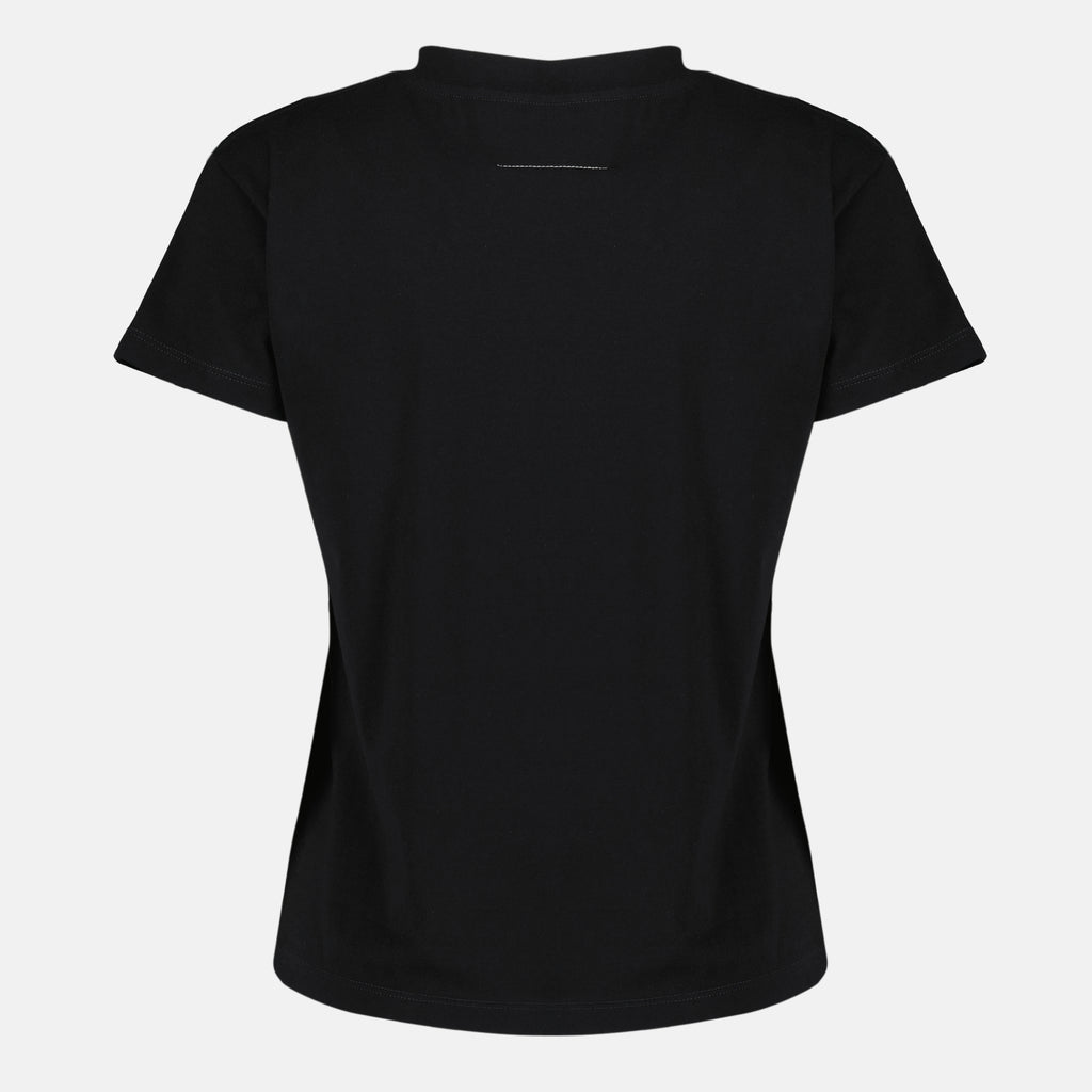T-shirts ブラックコットンシグネチャーTシャツ Mm6 Noir Femme