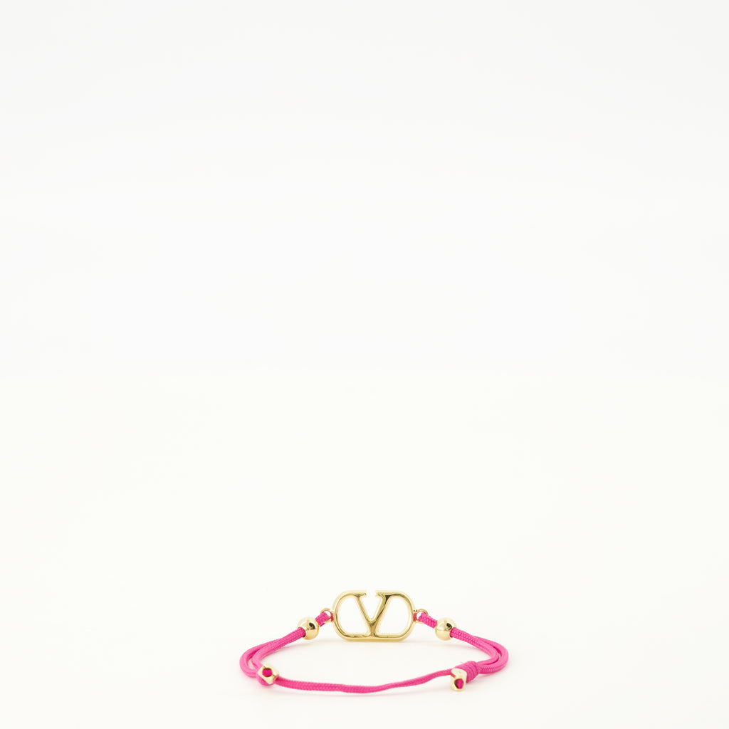 Bijoux Pulseira VLogo em Algodão e Cristais Swarovski® Rosa Valentino Garavani Rose Femme