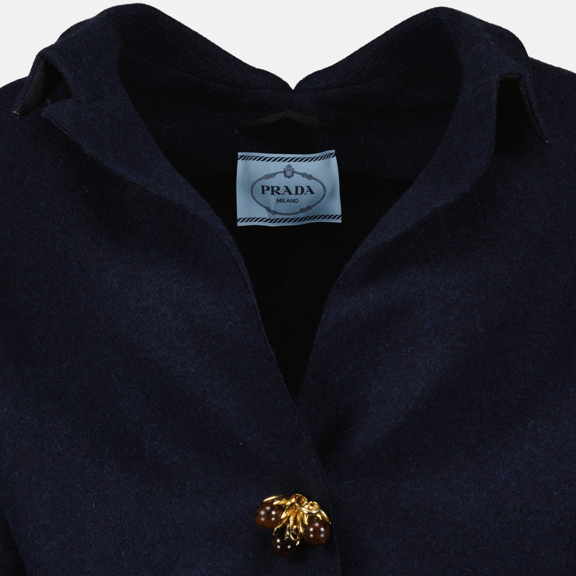 Manteaux Manteau Shetland bijou Prada Bleu foncé Femme