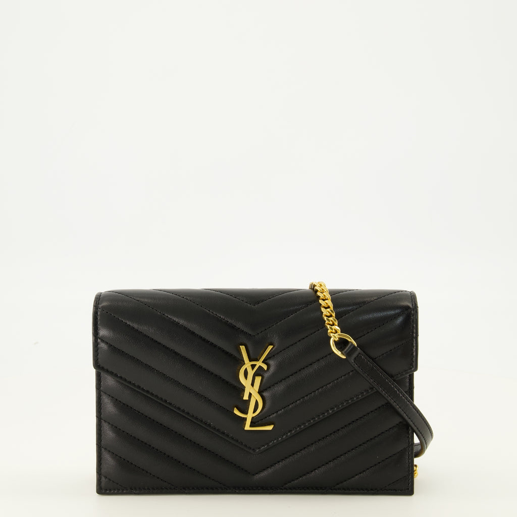 Sacs bandoulière カサンドル ウォレット ブラックレザー チェーン付き Saint Laurent Noir Femme