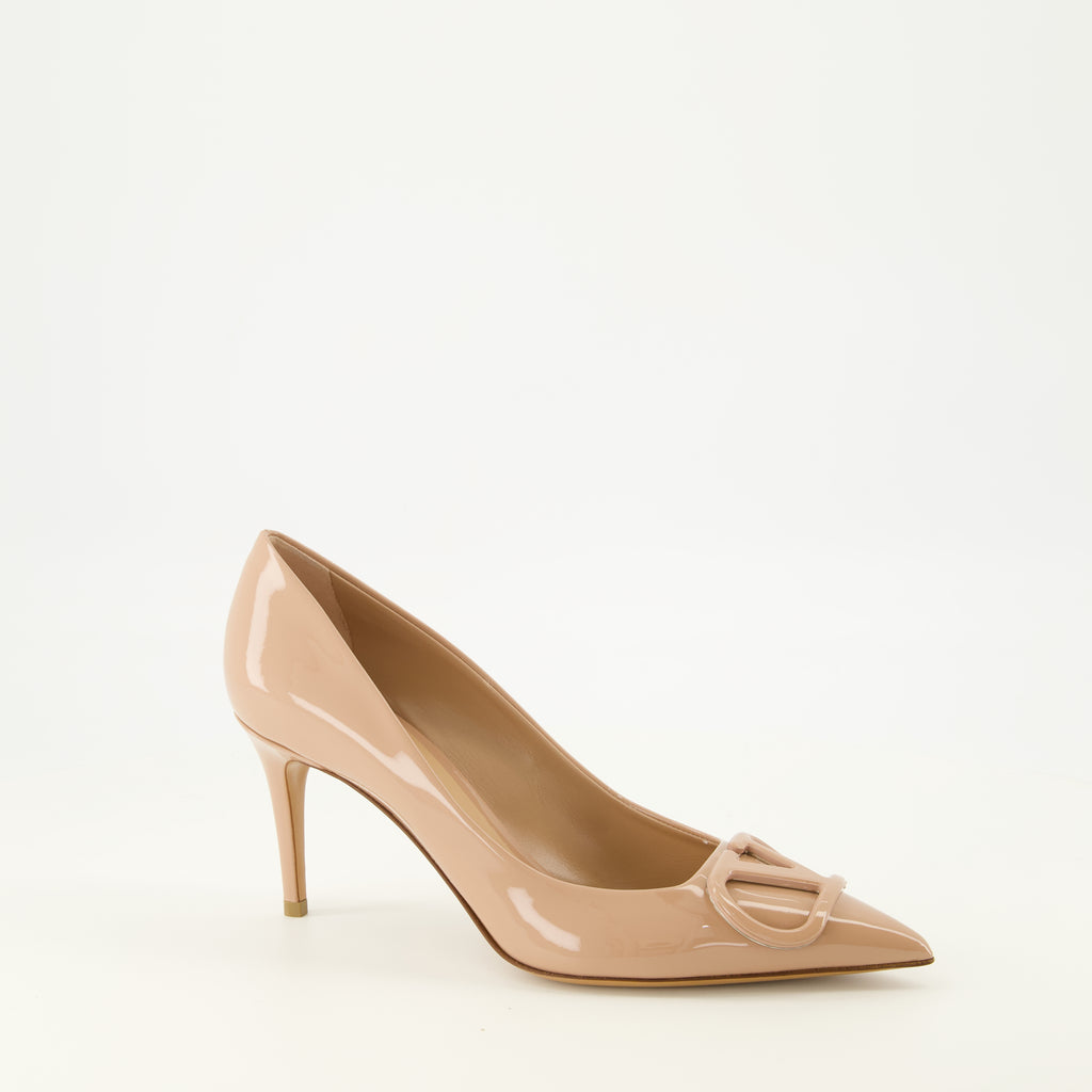 Escarpins Zapatos de tacón de charol VLogo en beige Valentino Garavani Beige Femme