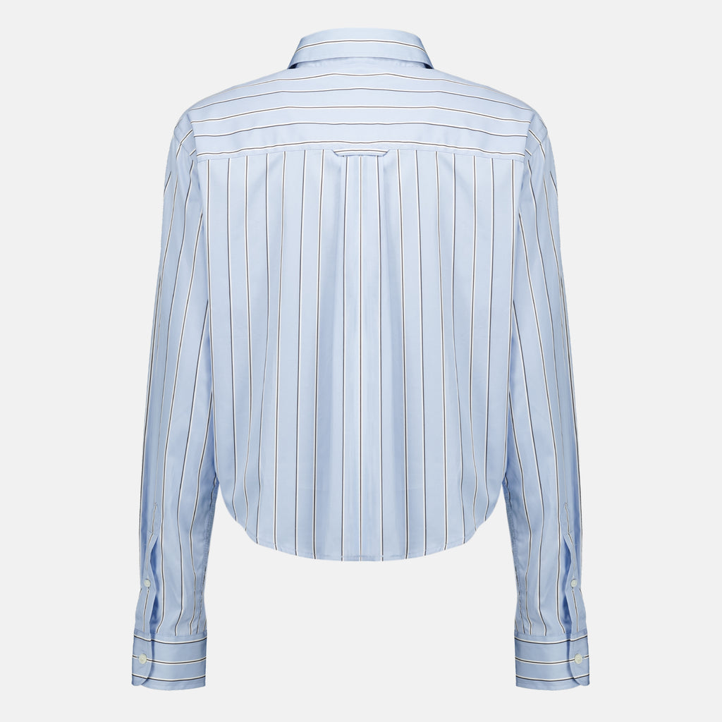 Chemises ショートブルーストライプコットンシャツ Ami PARIS Bleu Femme