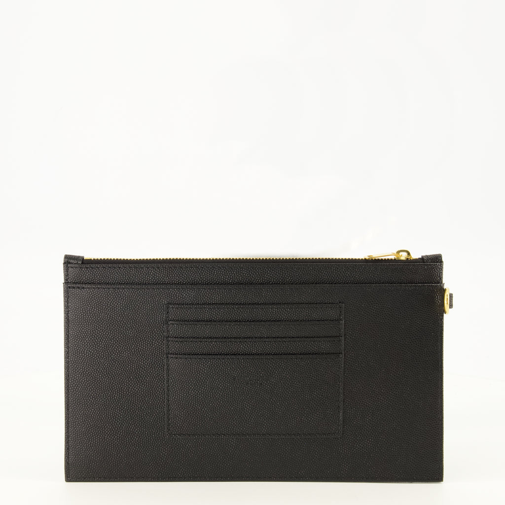 Pochettes Cassandre Leather Clutch in Black Saint Laurent Noir Femme