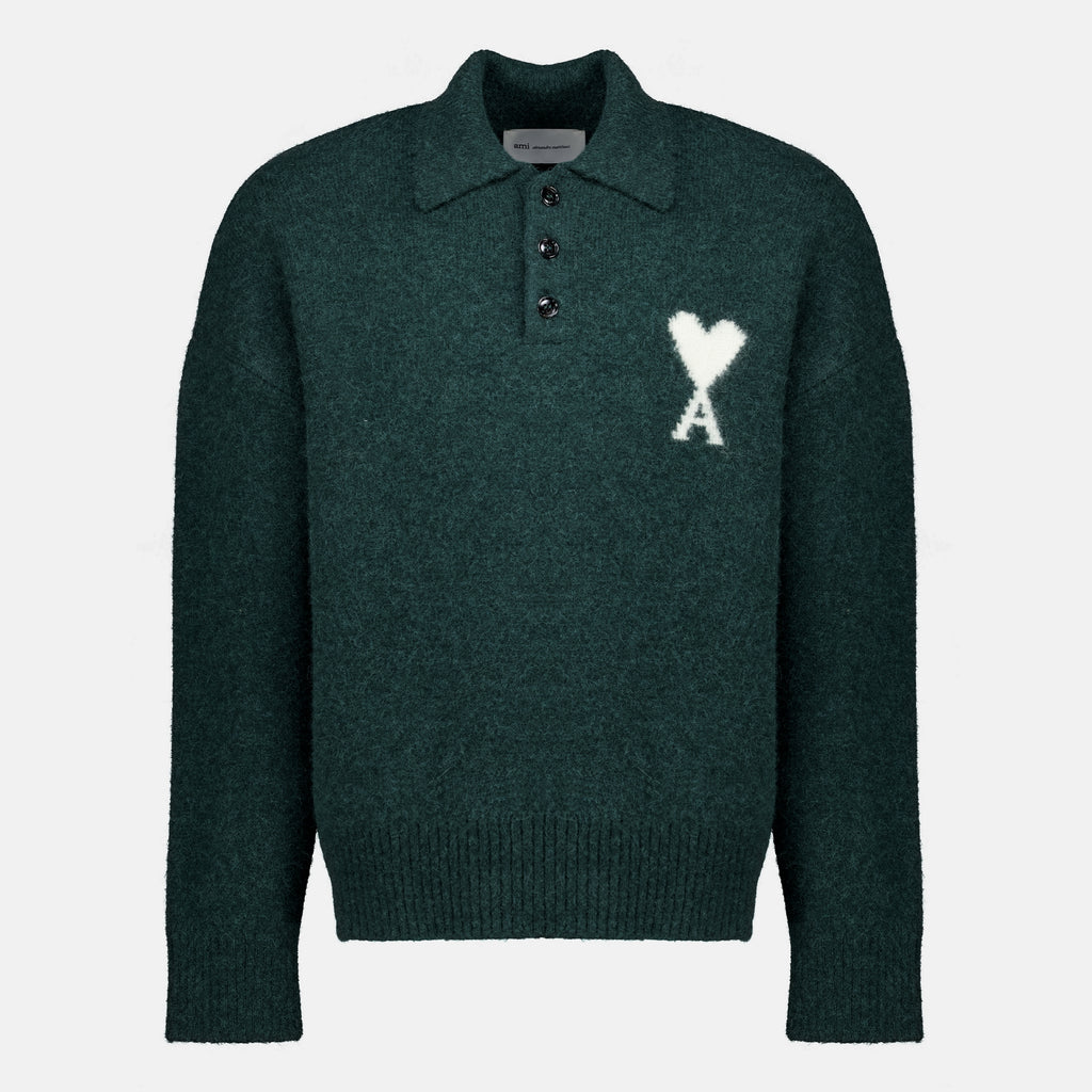 Polos Suéter de Alpaca Verde Oscuro Ami PARIS Vert Unisexe