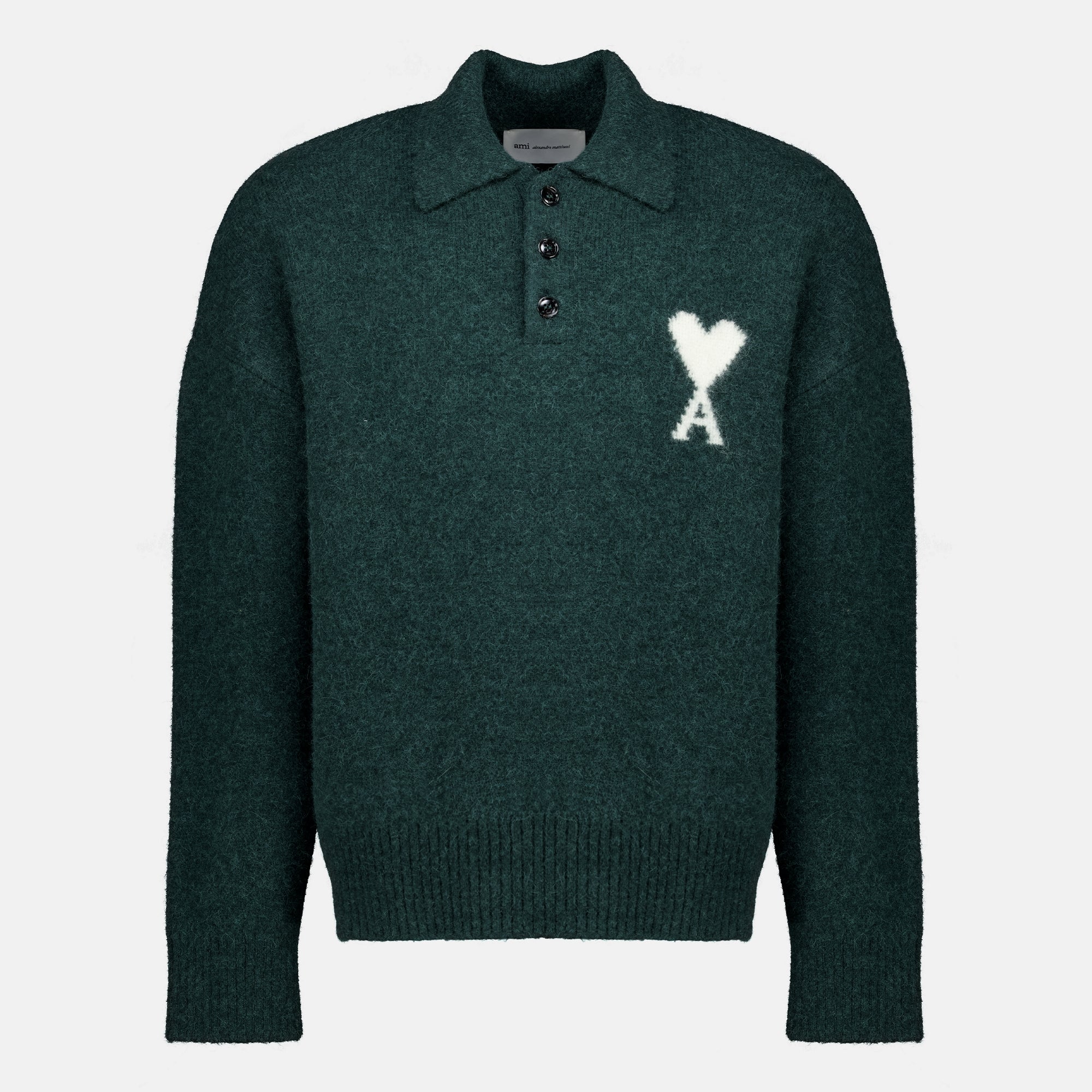 Polos Suéter de Alpaca Verde Oscuro Ami PARIS Vert Unisexe