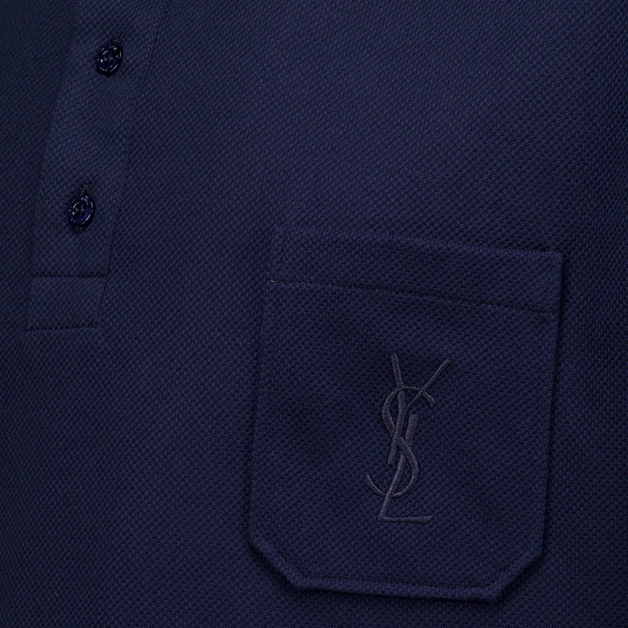 Polos Polo en piqué de coton bleu marine Saint Laurent Bleu foncé Homme