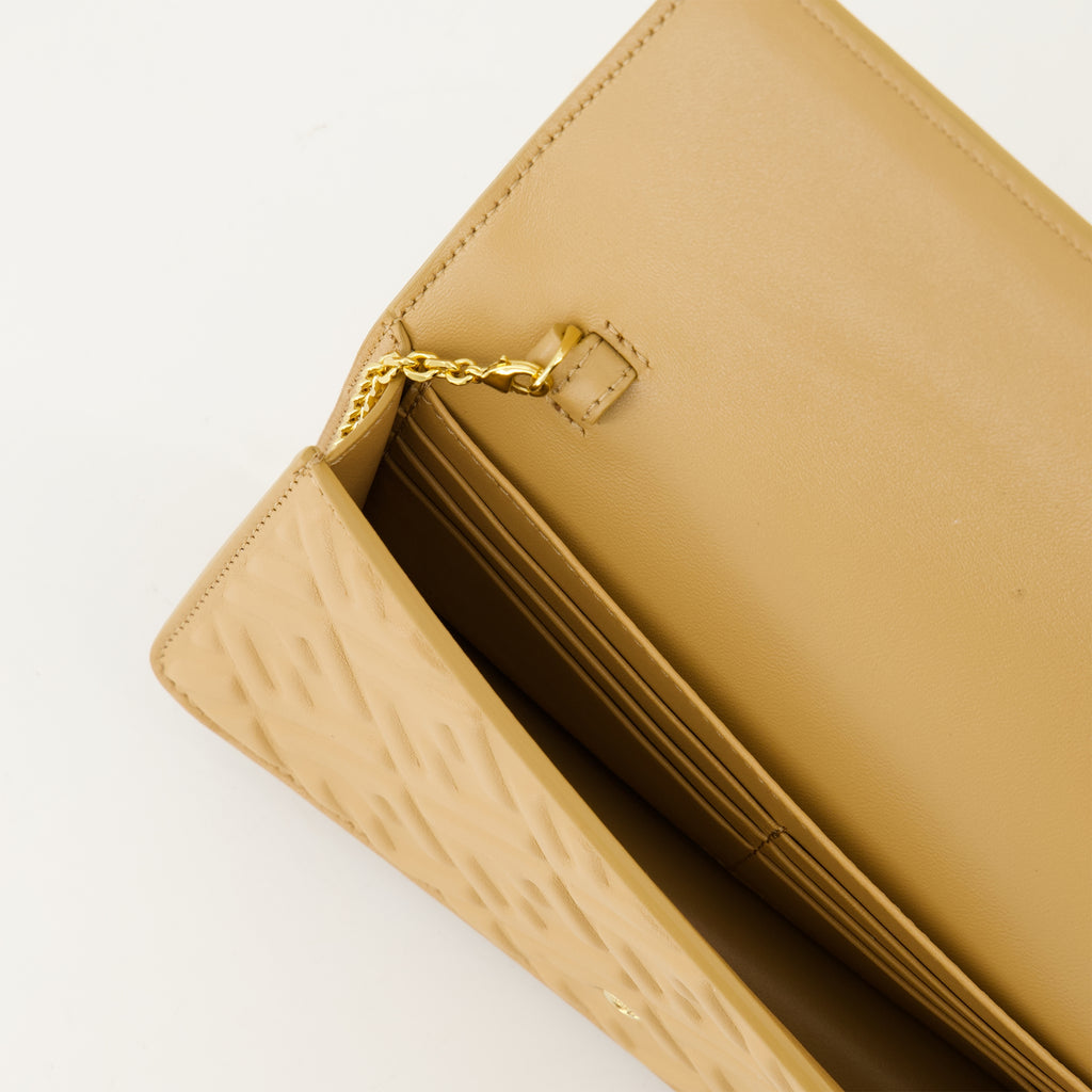 クロスボディバッグ Portefeuille en cuir à chaîne Fendi 茶色 Femme