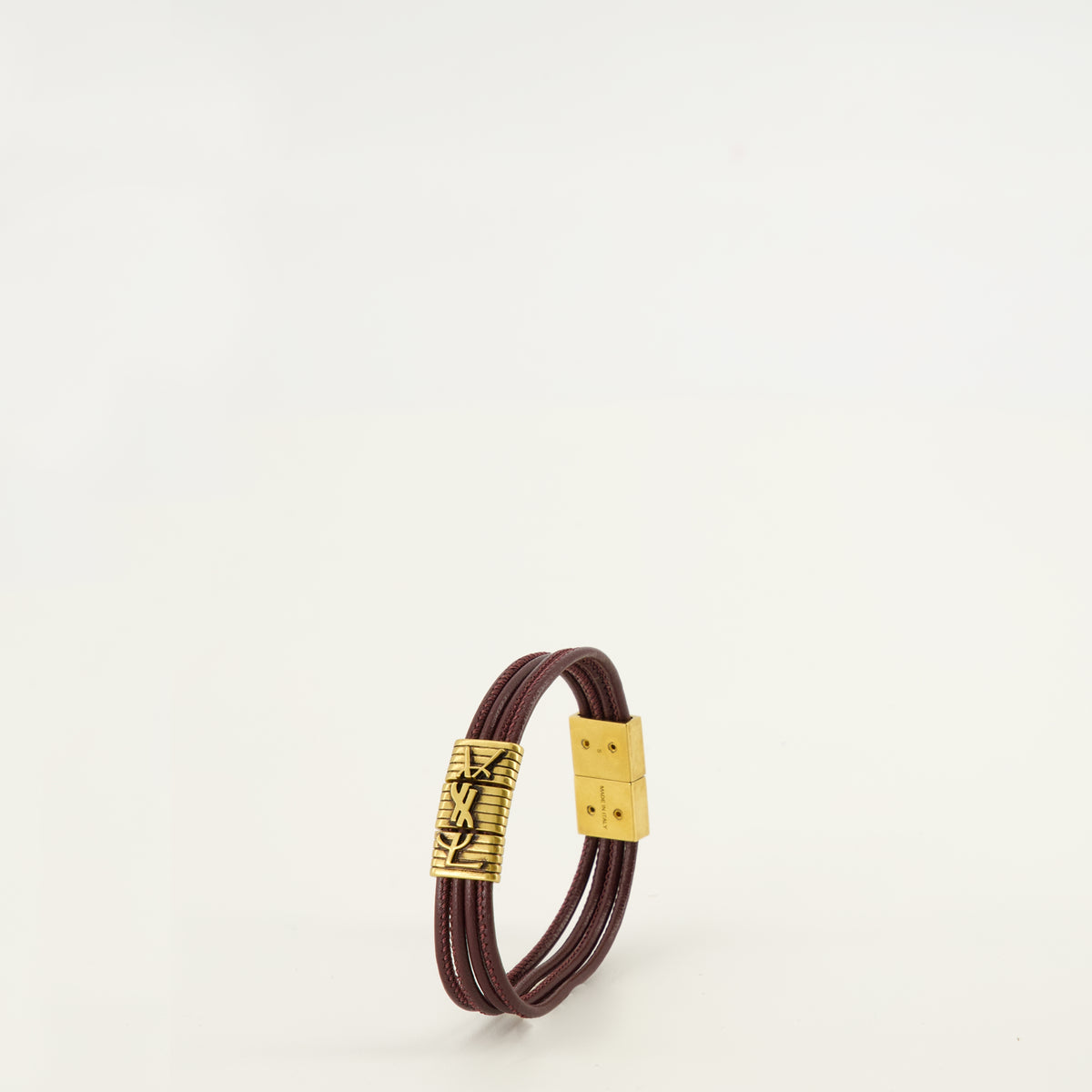 Bijoux Bracelet Cassandre en cuir bordeaux Saint Laurent Bordeaux Femme