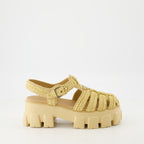 Chaussures ouvertes Sandales Monolith en raphia Prada Beige Femme
