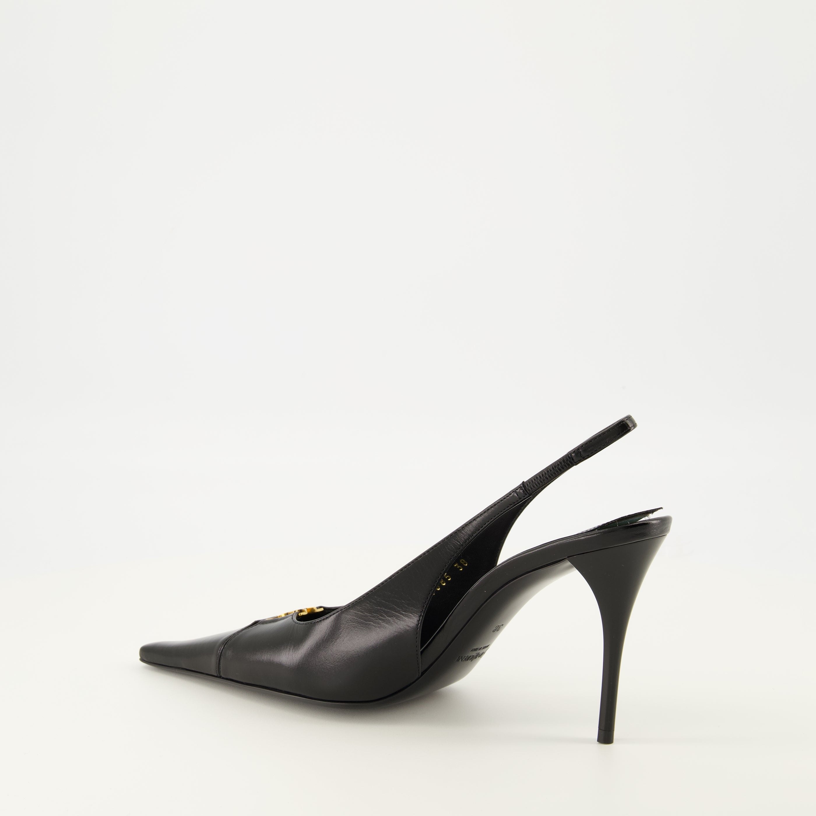 Image de l'article Escarpins Babylone en cuir noir de la marque Saint Laurent pour Femme - Saison Printemps-Été 2026 - Vue trois quarts arrière droite