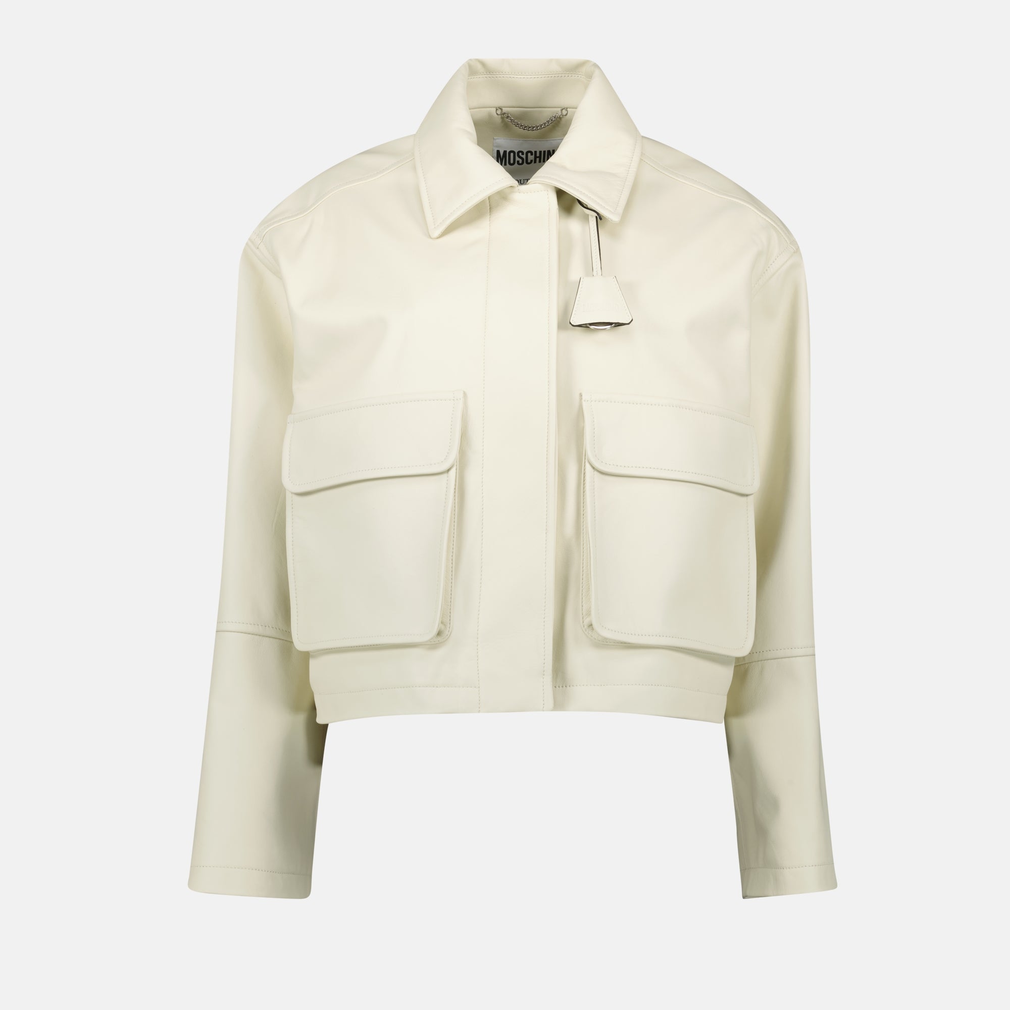Manteaux Blouson en cuir Moschino Blanc Femme