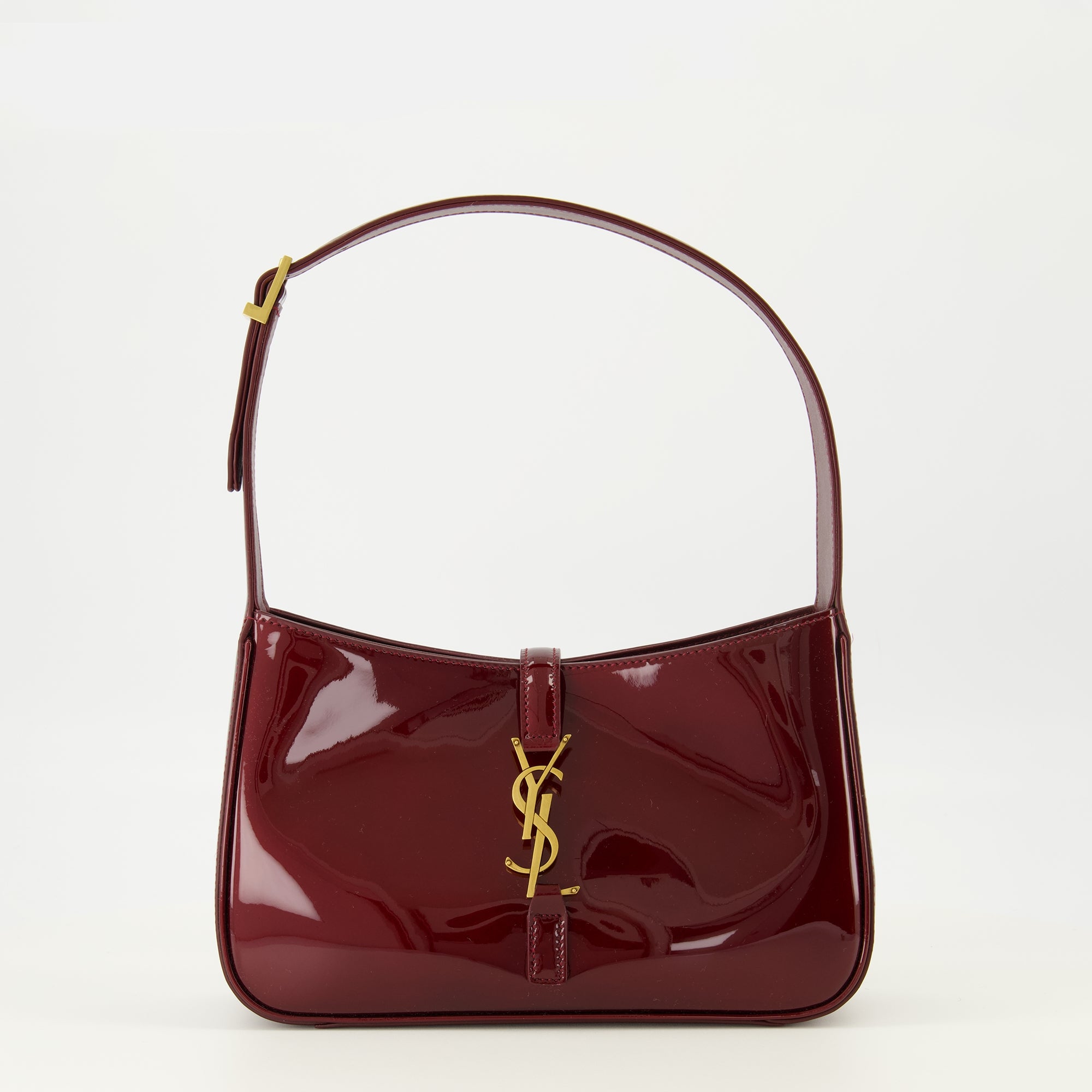 Image de l'article Sac le 5 à 7 en cuir verni bordeaux de la marque Saint Laurent pour Femme - Saison Automne-Hiver 2025 - Vue de Face